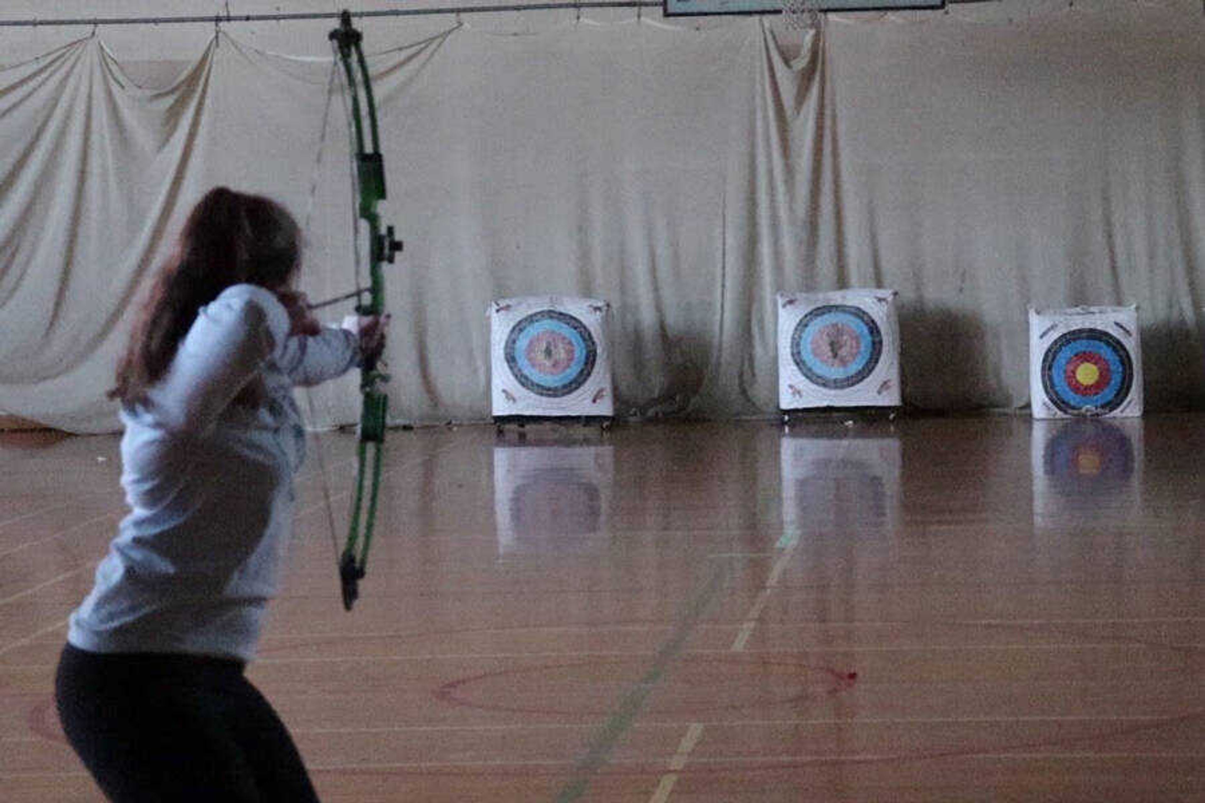 Freshman Emma Lacey practicing her technique with the Archery Club for her first time at SEMO. The club has been inactive for two semesters due to COVID-19.