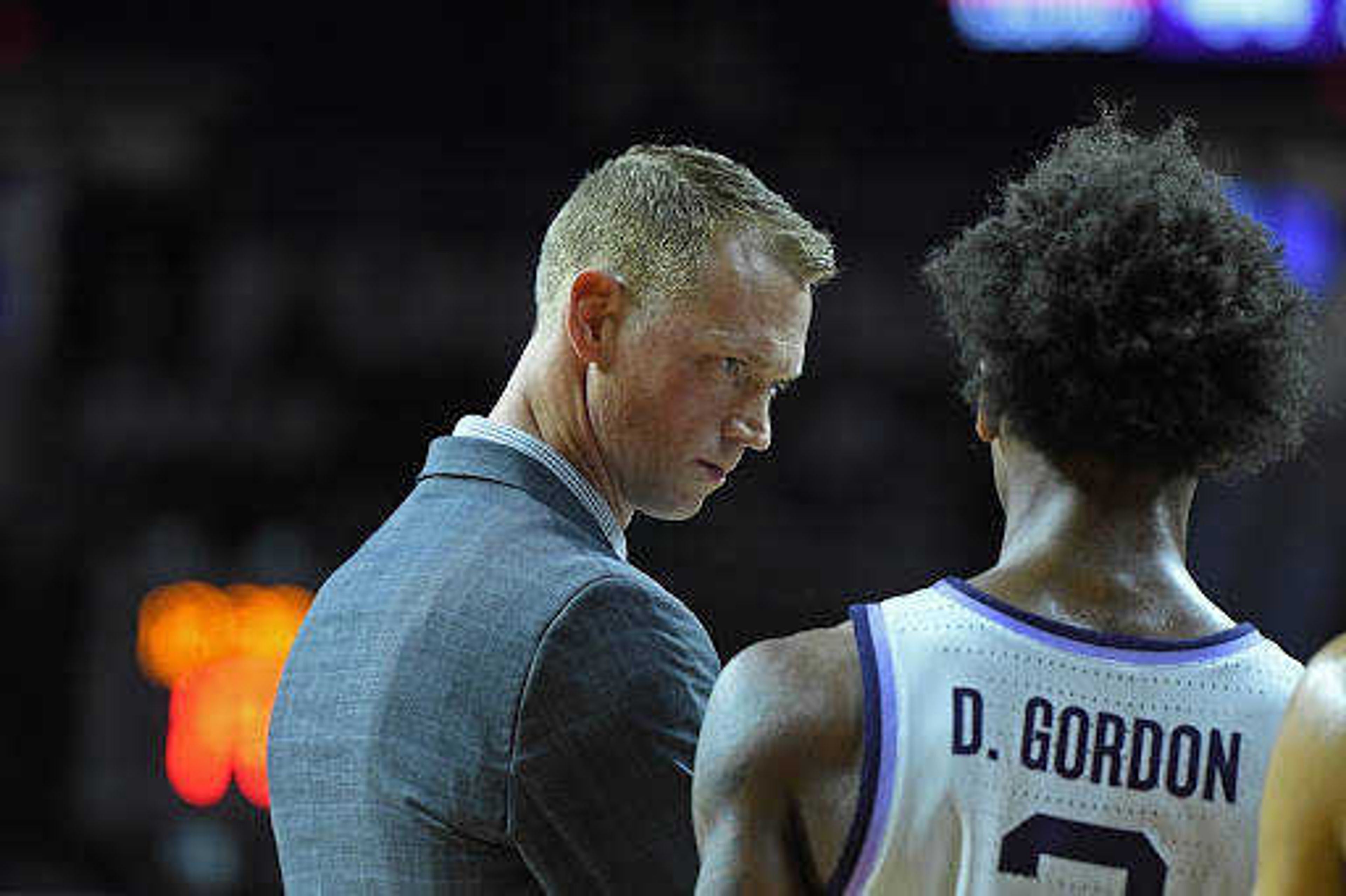 Brad Korn coaches a player during his time at Kansas State. 
