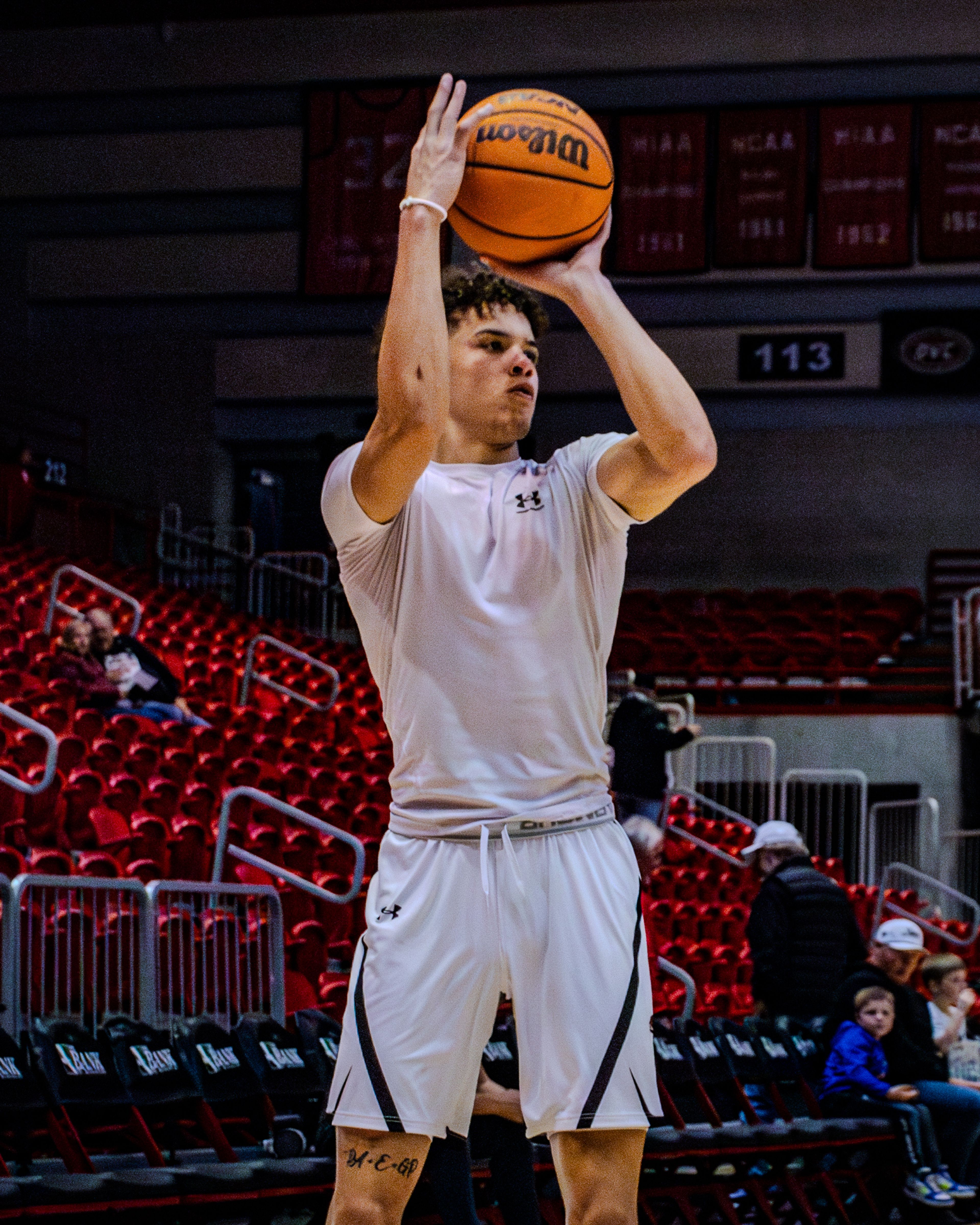 Sophomore guard Marqueas Bell warms up in pregame against Crowley Ridge College. 