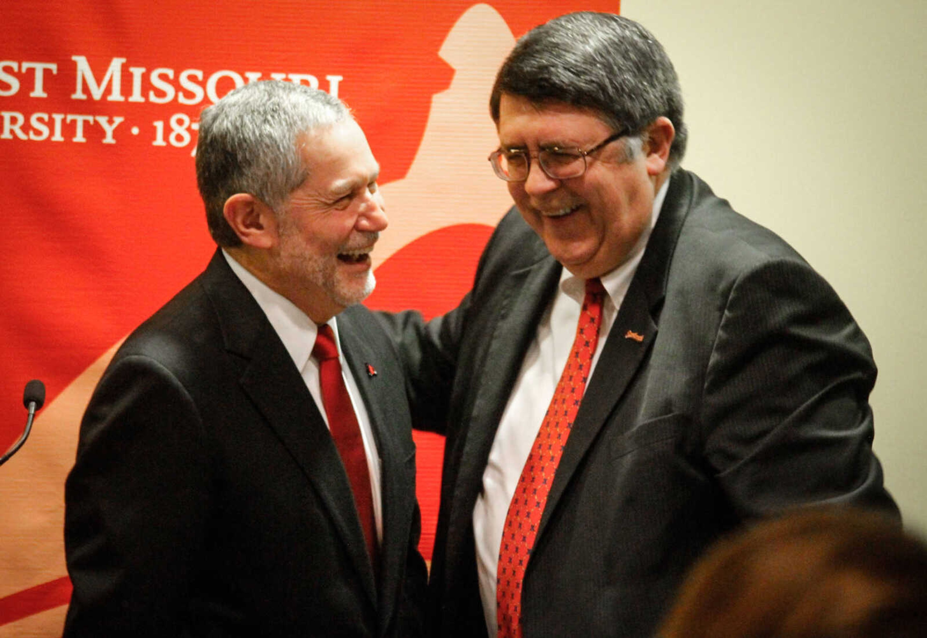 Dr. Carlos Vargas-Aburto with current university president, Dr. Kenneth W. Dobbins.
