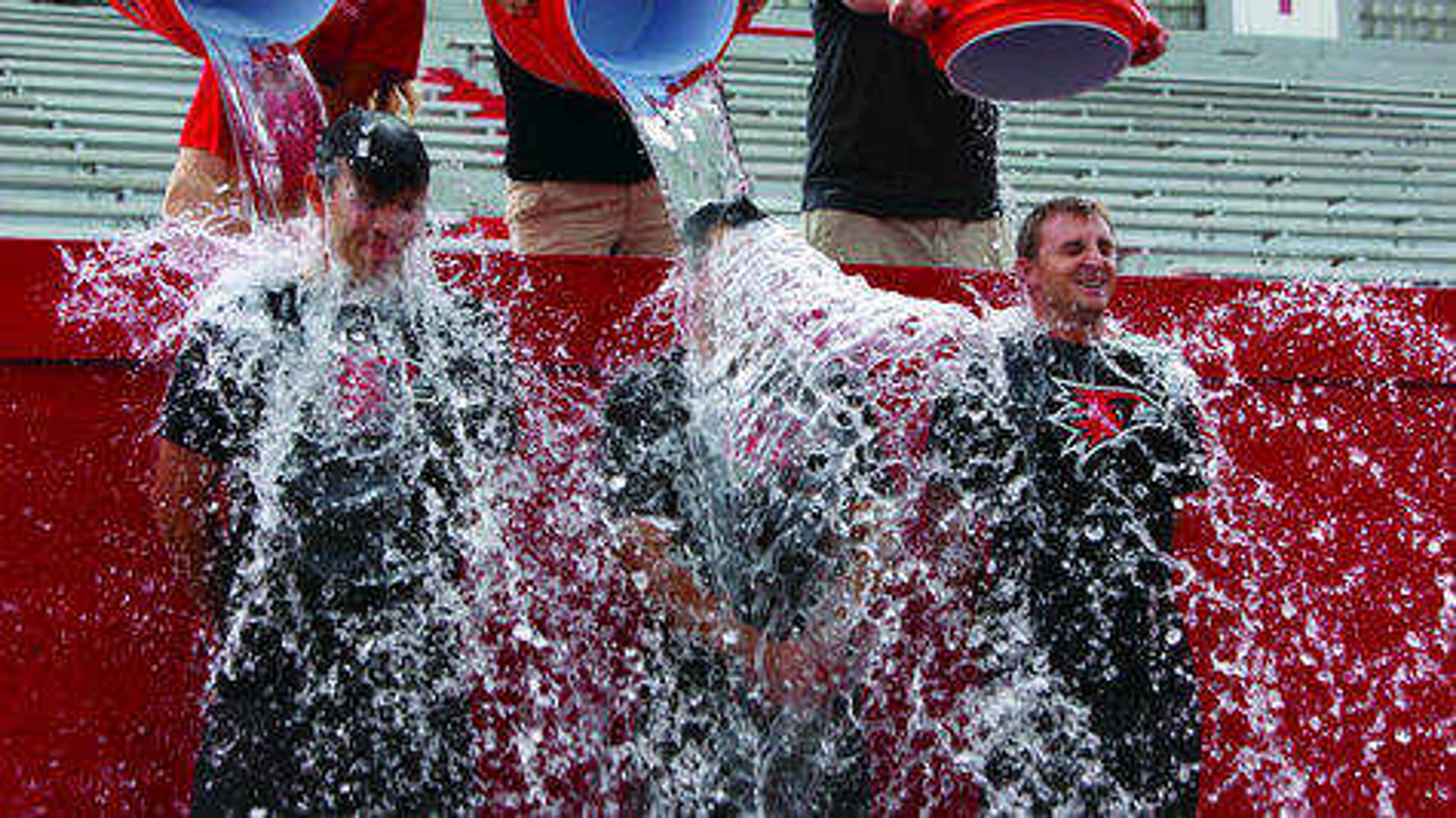 Dillon Lawson, Steve Bieser and Lance Rhodes take on the Ice Bucket Challenge to raise awareness for ALS. Submitted photo