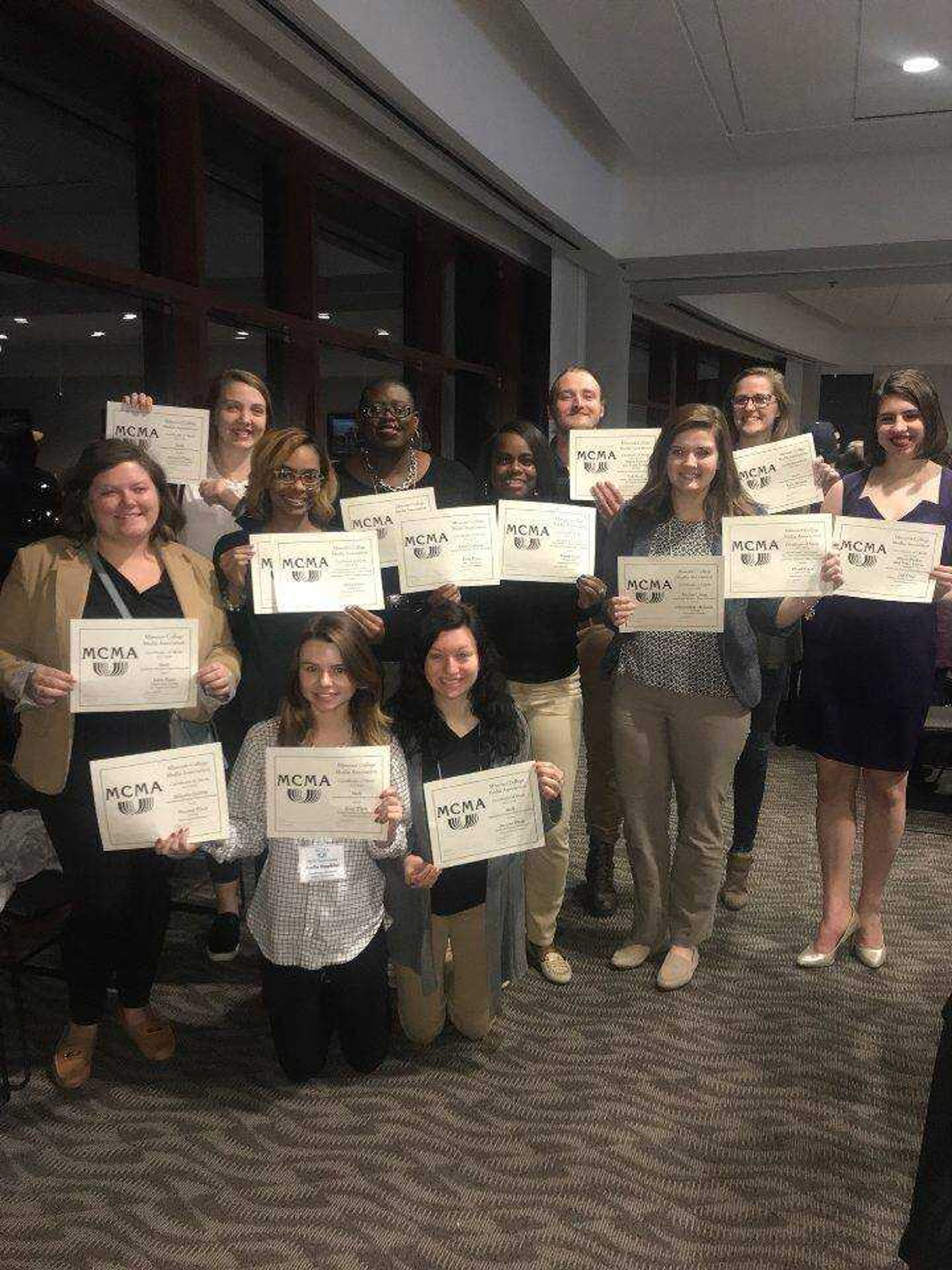Arrow staffers after the awards banquet at MCMA on Saturday.