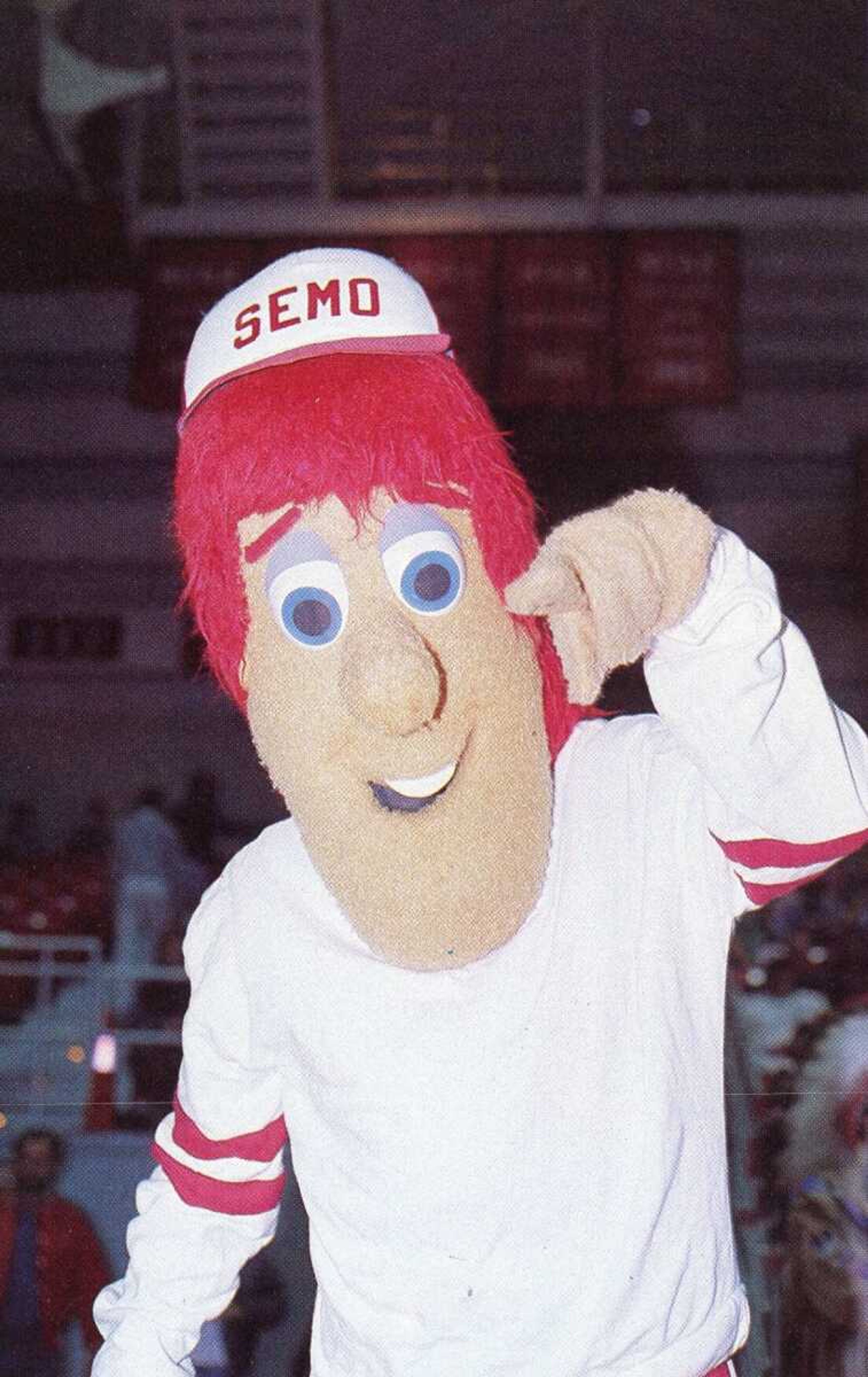 SEMO Red cheers teams on with the crowd at a game at the Show Me Center in 1988. Michael Benz portrayed the mascot SEMO Red in 1988 while he attended Southeast Missouri State University.