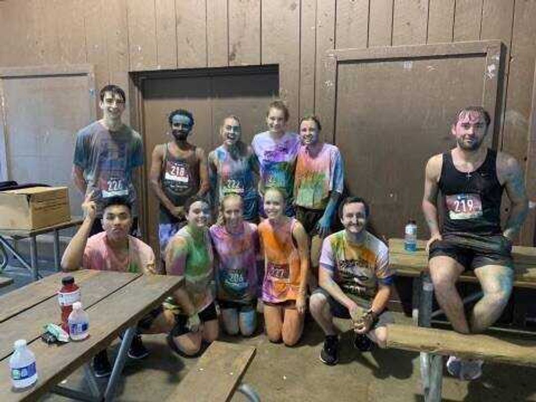 Running club at SEMO members pose for a picture following their St. Francis Foundation Color Dash on October 2, 2021.