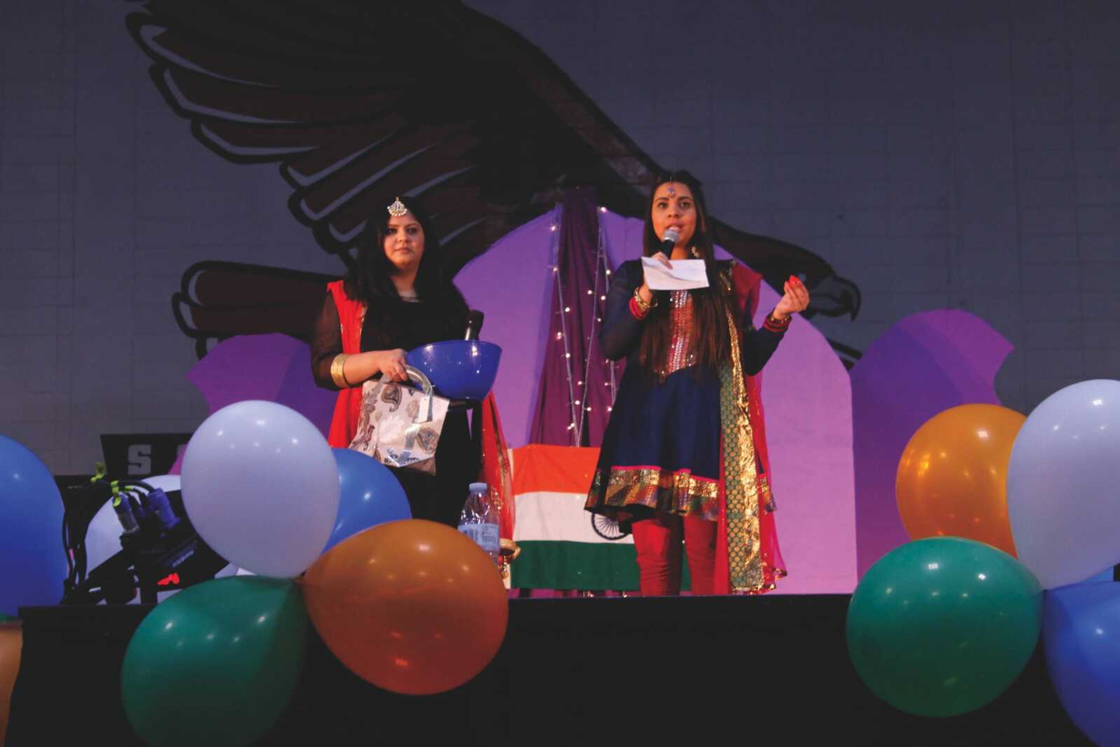 Sia Sharma and Ruchika Sharma host Indian Night on Feb. 26 in the Student Recreation Center-North.