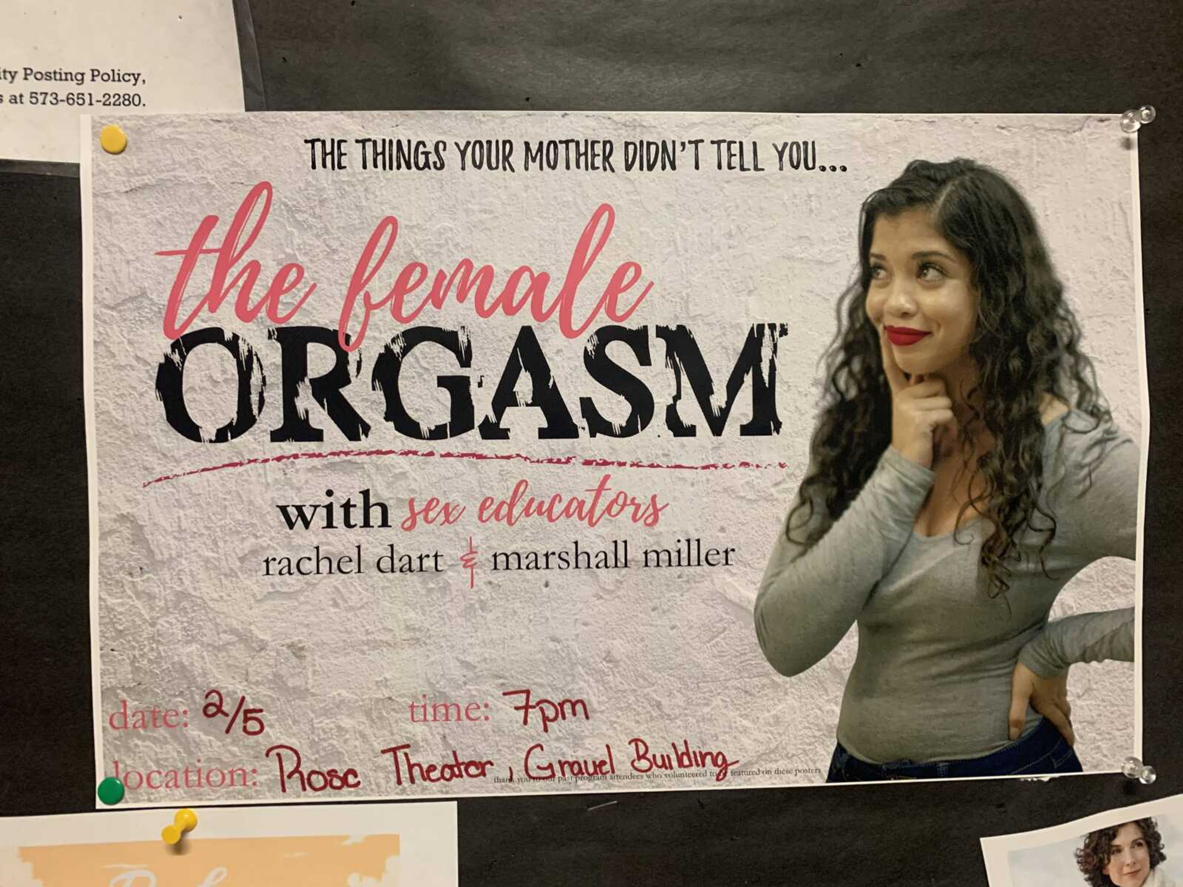Sex educators will come to SEMO on Wednesday, Feb. 5th and educate students on Orgasms.