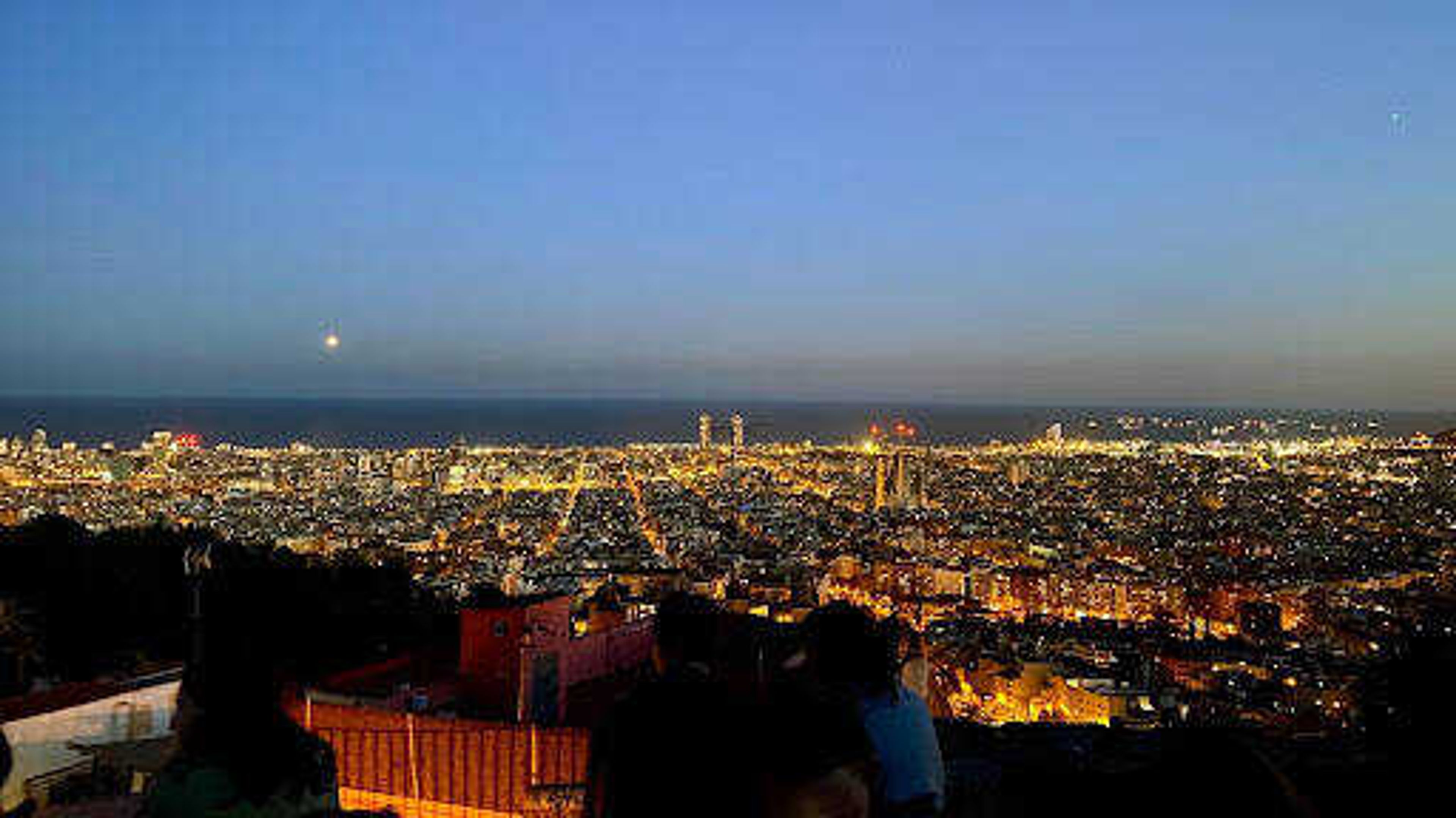 The view of Barcelona from the top of El Carmel mountain right after sunset.
