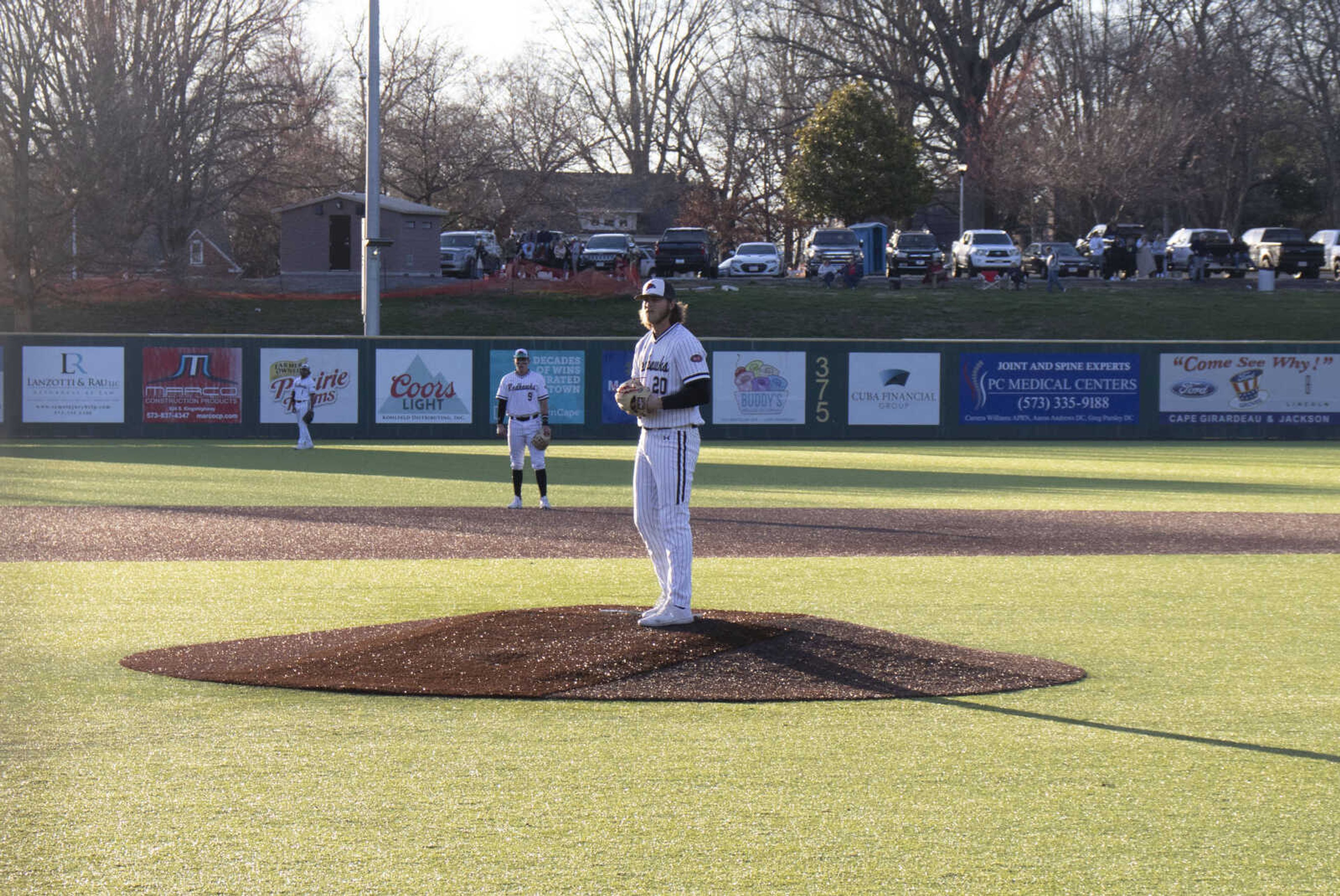 Senior pitcher Jason Rackers gets set to pitch during Southeast's 2-1 win over Southern Illinois University Edwardsville on March 25 at Capaha Field in Cape Girardeau.
