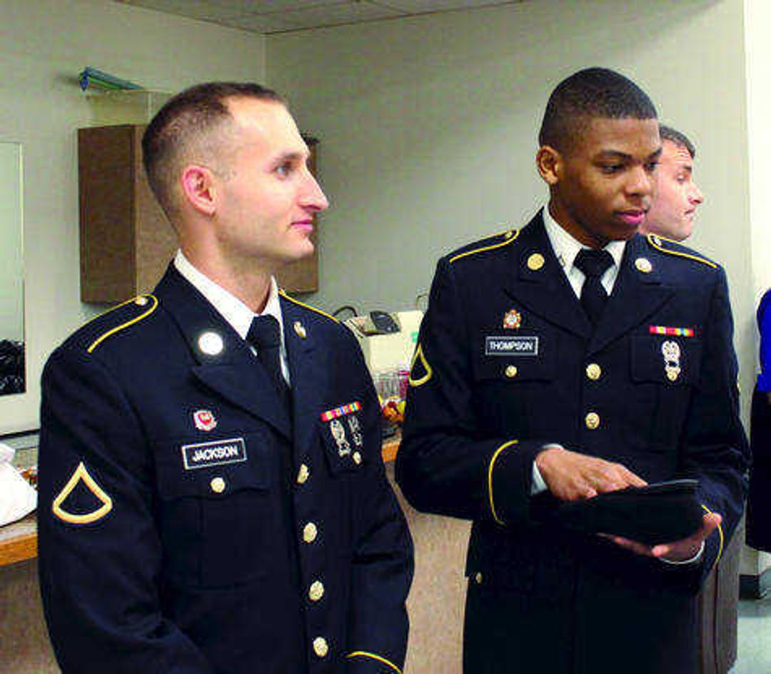 Cadets Caleb Jackson and Devontay Thompson were in attendance at the event. Photo by Doc Fiandaca