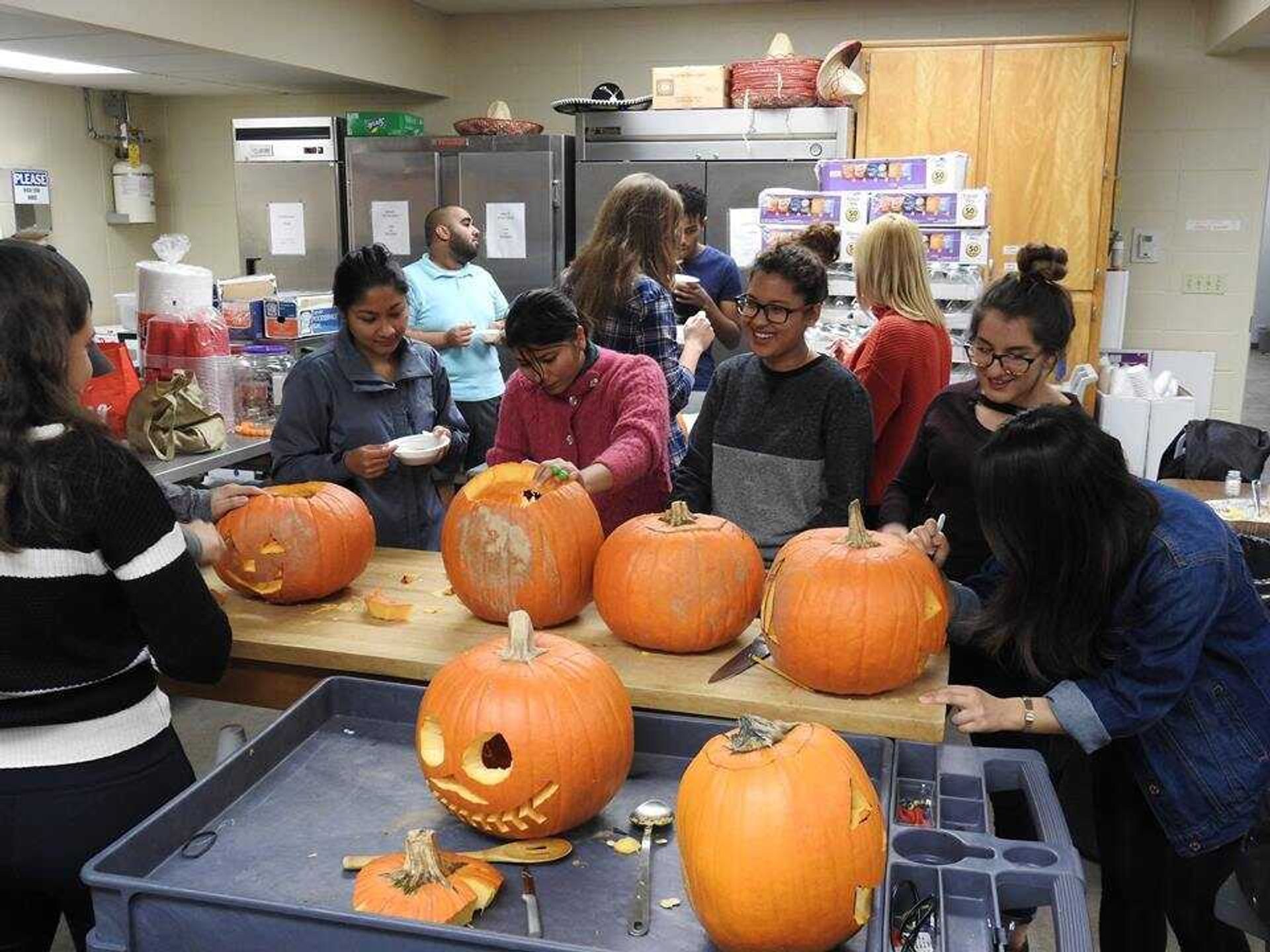 Craving pumpkins and celebrating the American version on Halloween helps these students sharpen their English language skills and gain an understanding go the American culture. 