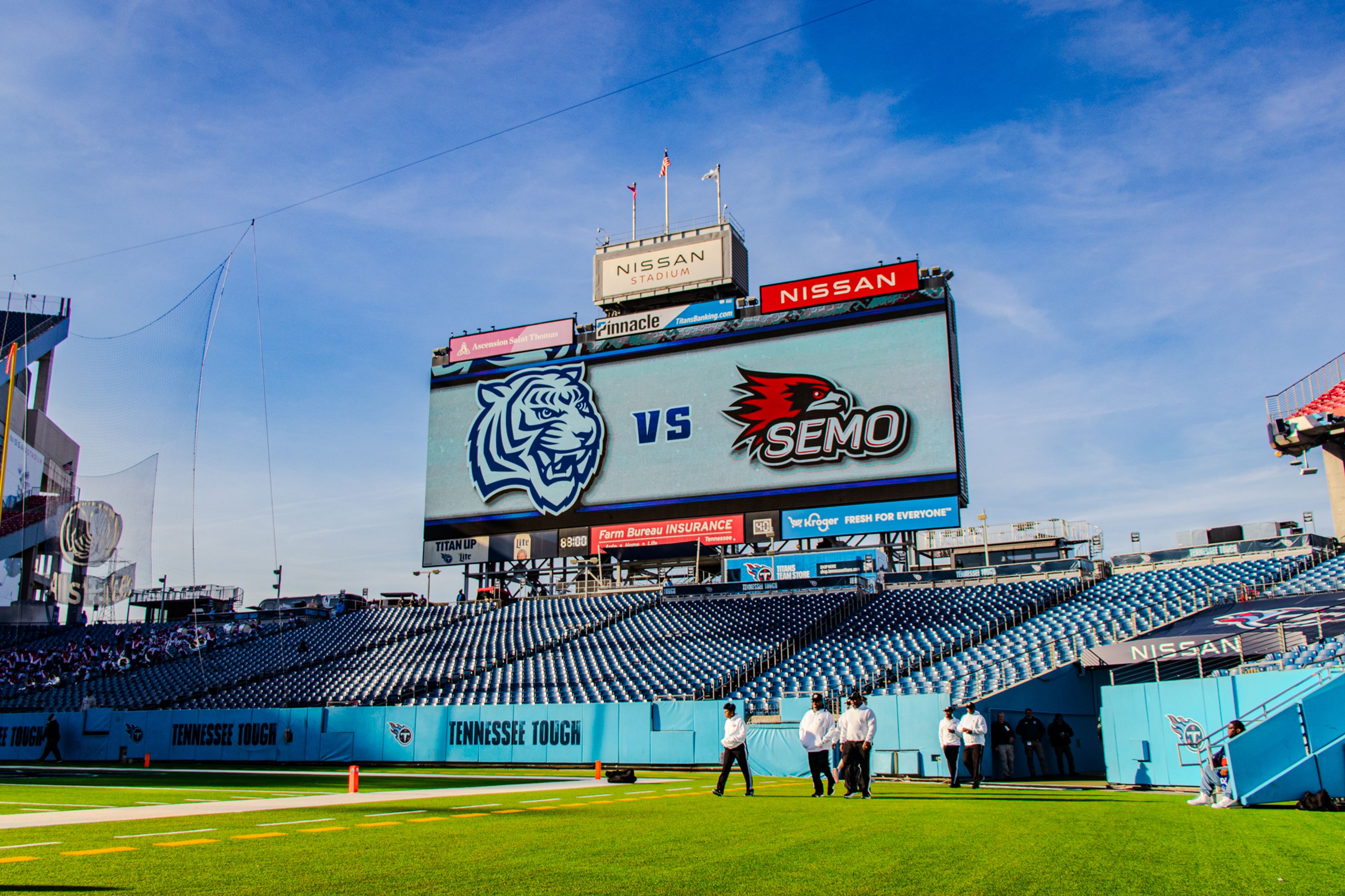 The video board plays a SEMO vs TSU graphic during pregame.