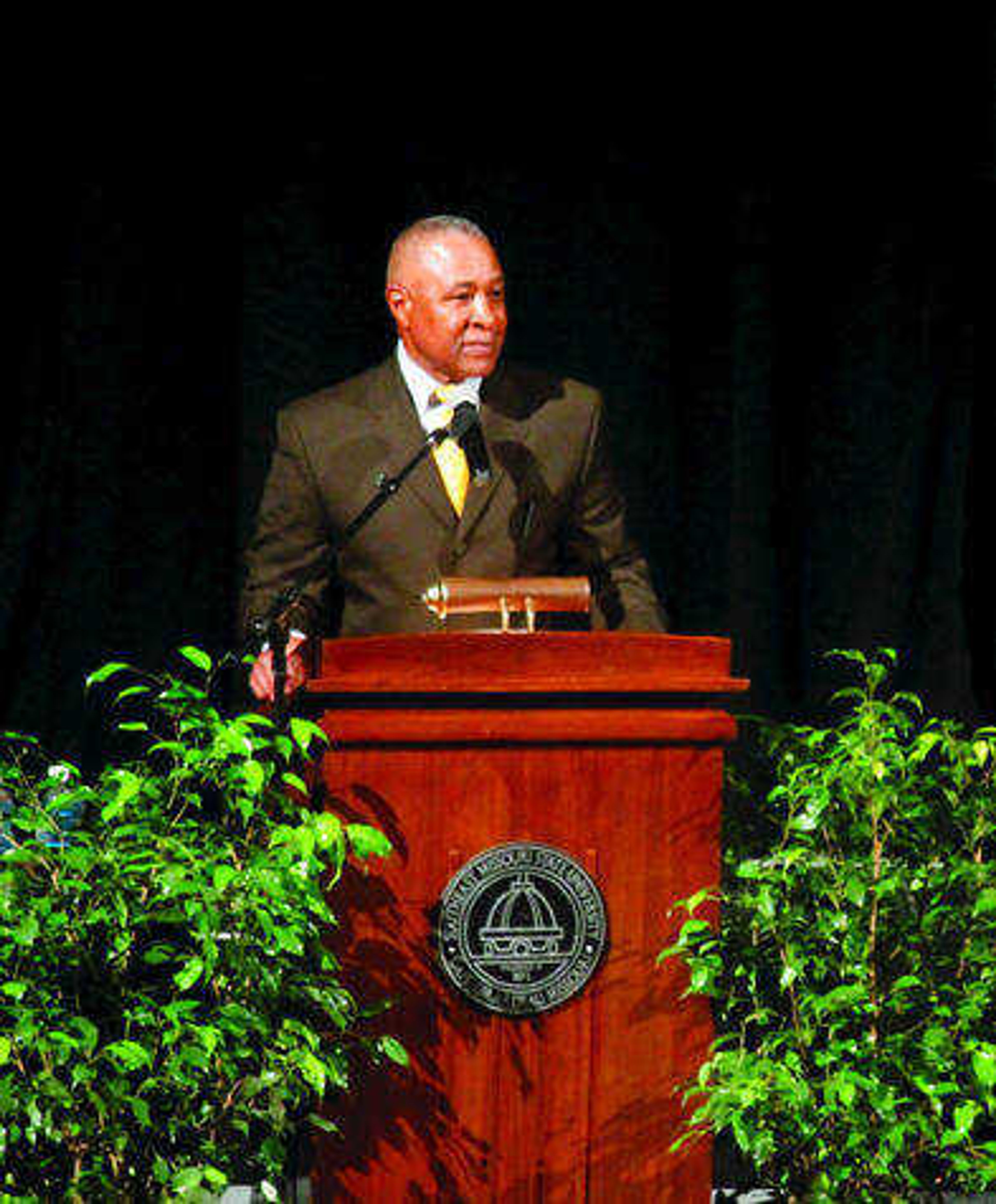 Ozzie Smith during his speech on April 20 at the Show Me Center. Photo by Sean Burke