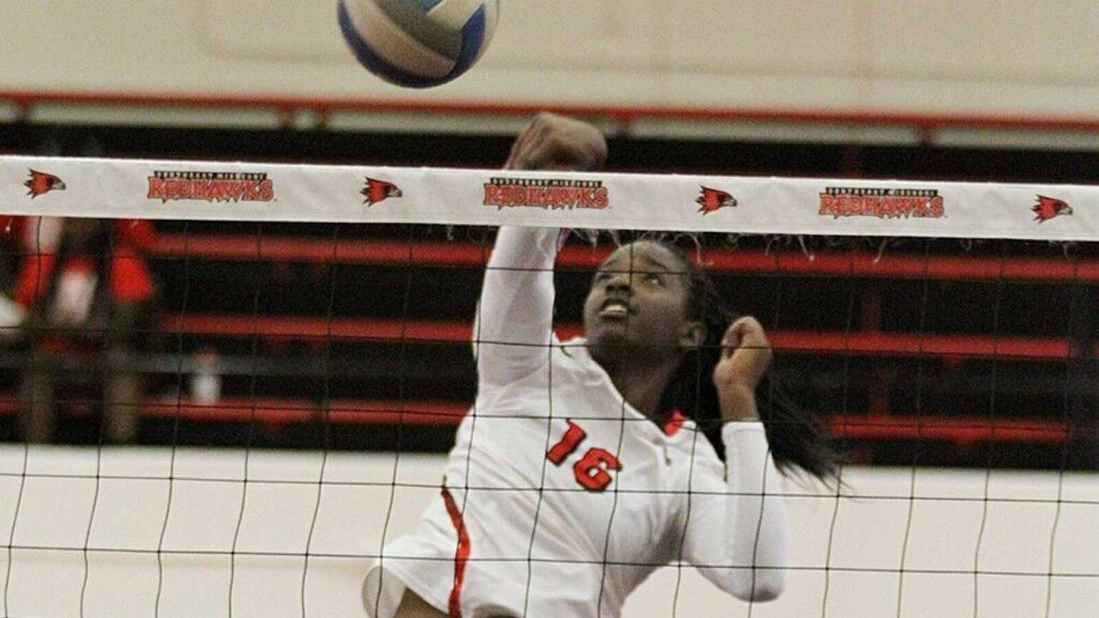 Junior middle blocker Nzingha Clarke was named to the Preseason All-OVC team. Submitted photo