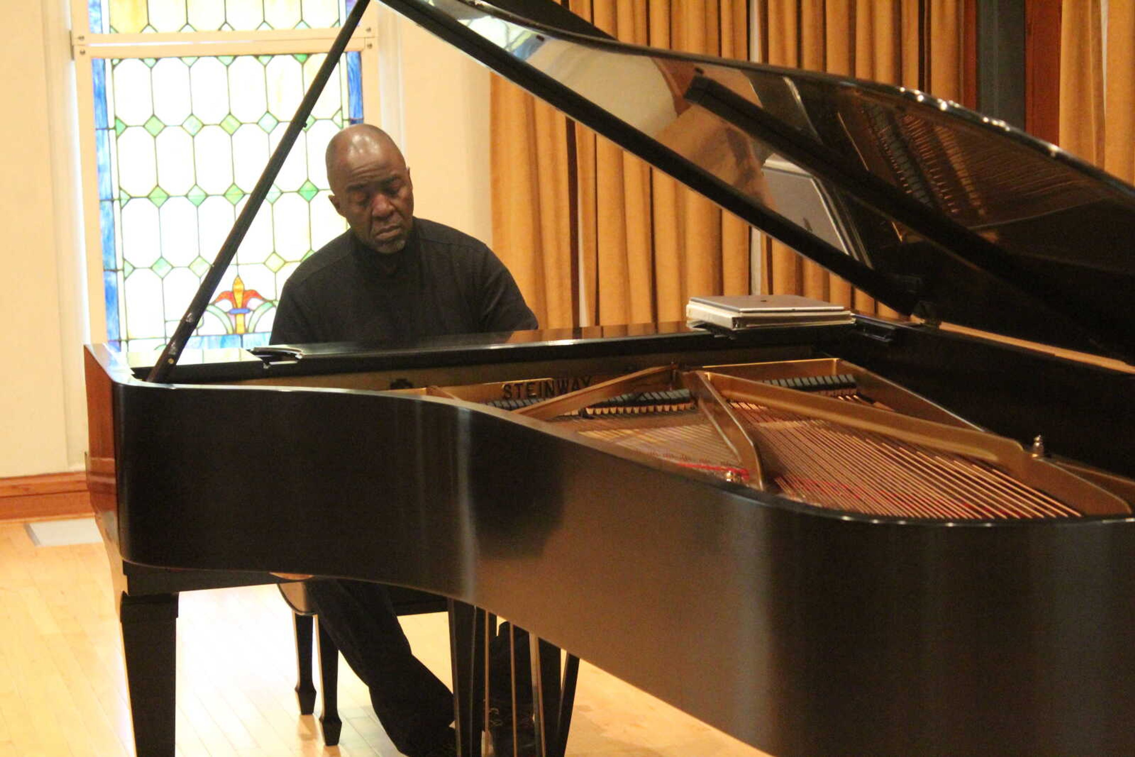 William Chapman Nyaho rehearses before his performance in Shuck Recital Hall Feb. 17.