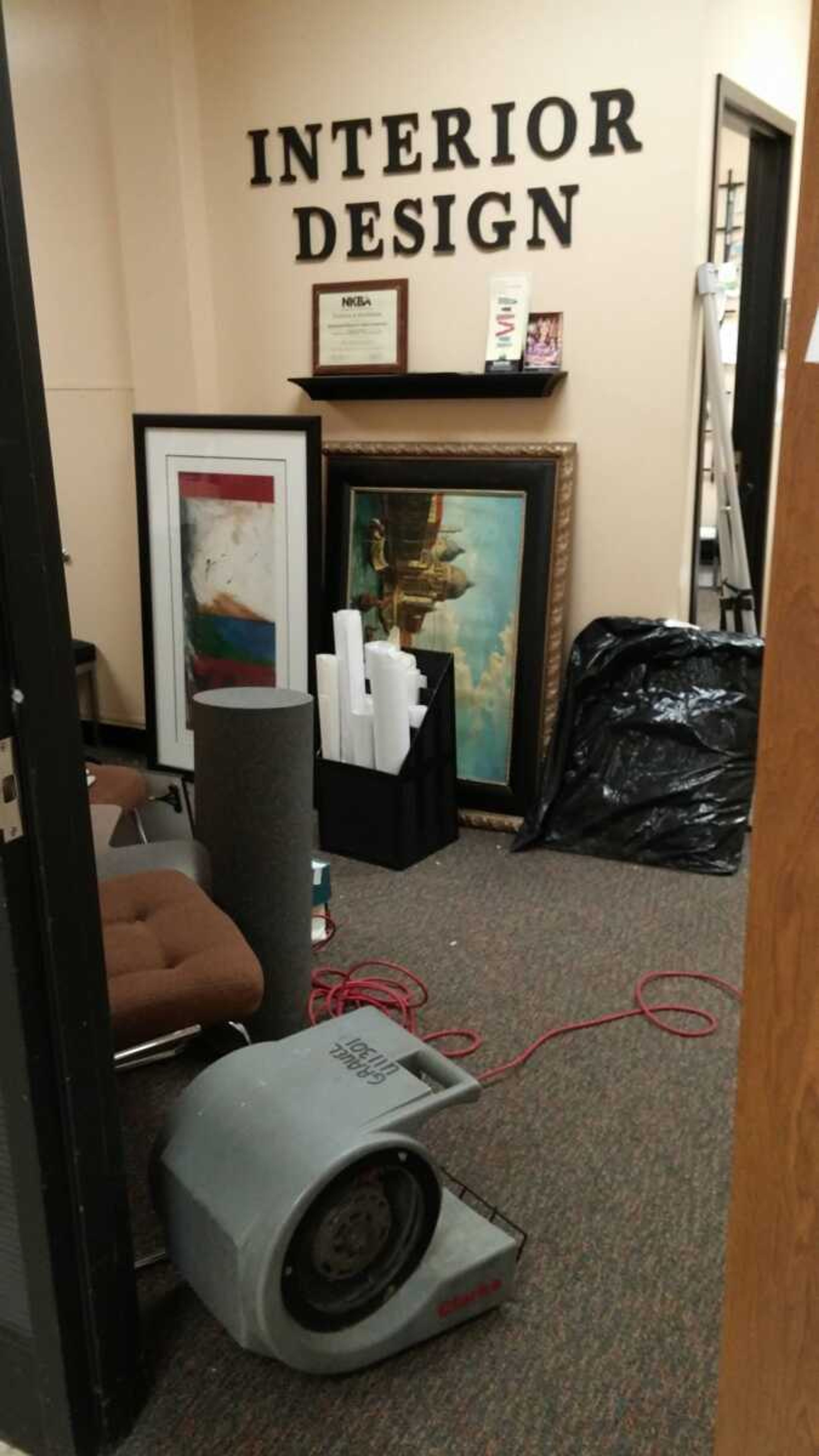 Offices inside Scully Building were cleaned after the flooding occured. Photo by Karley McDaniel.