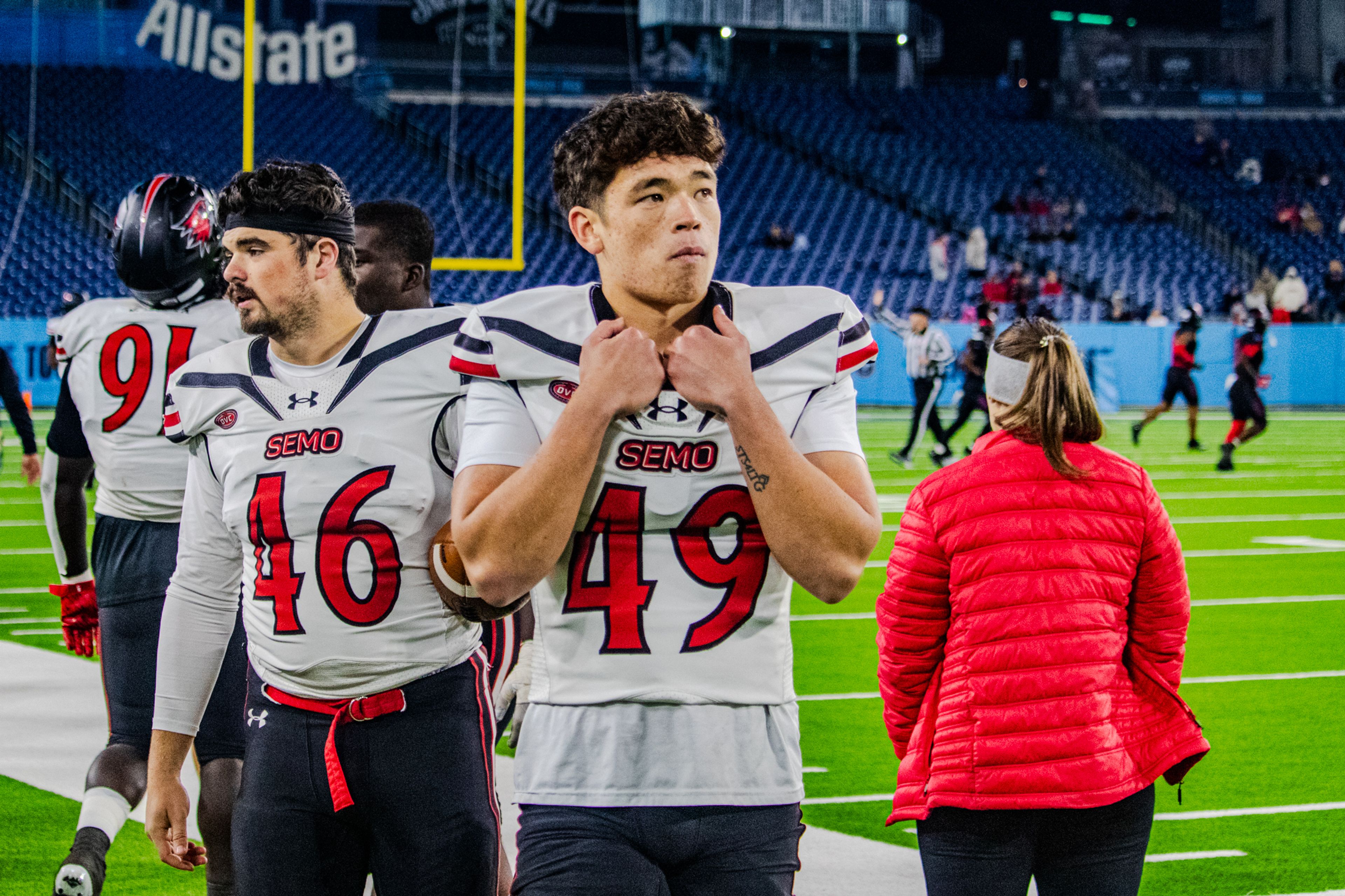 Senior kicker DC Pippin looks out at the game against TSU.