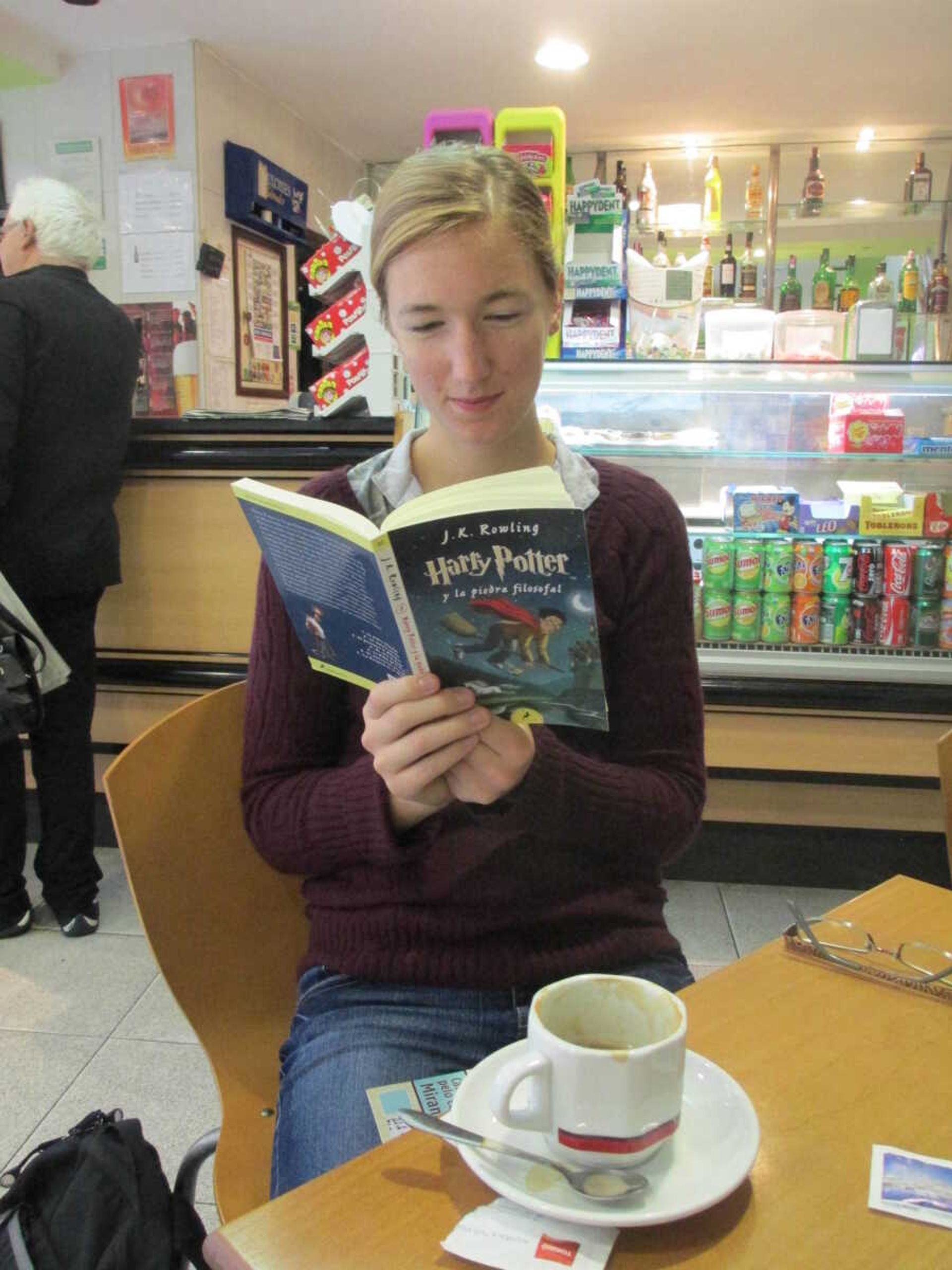 Jocelyn Moylan reading in a cafe in Spain. Submitted photo