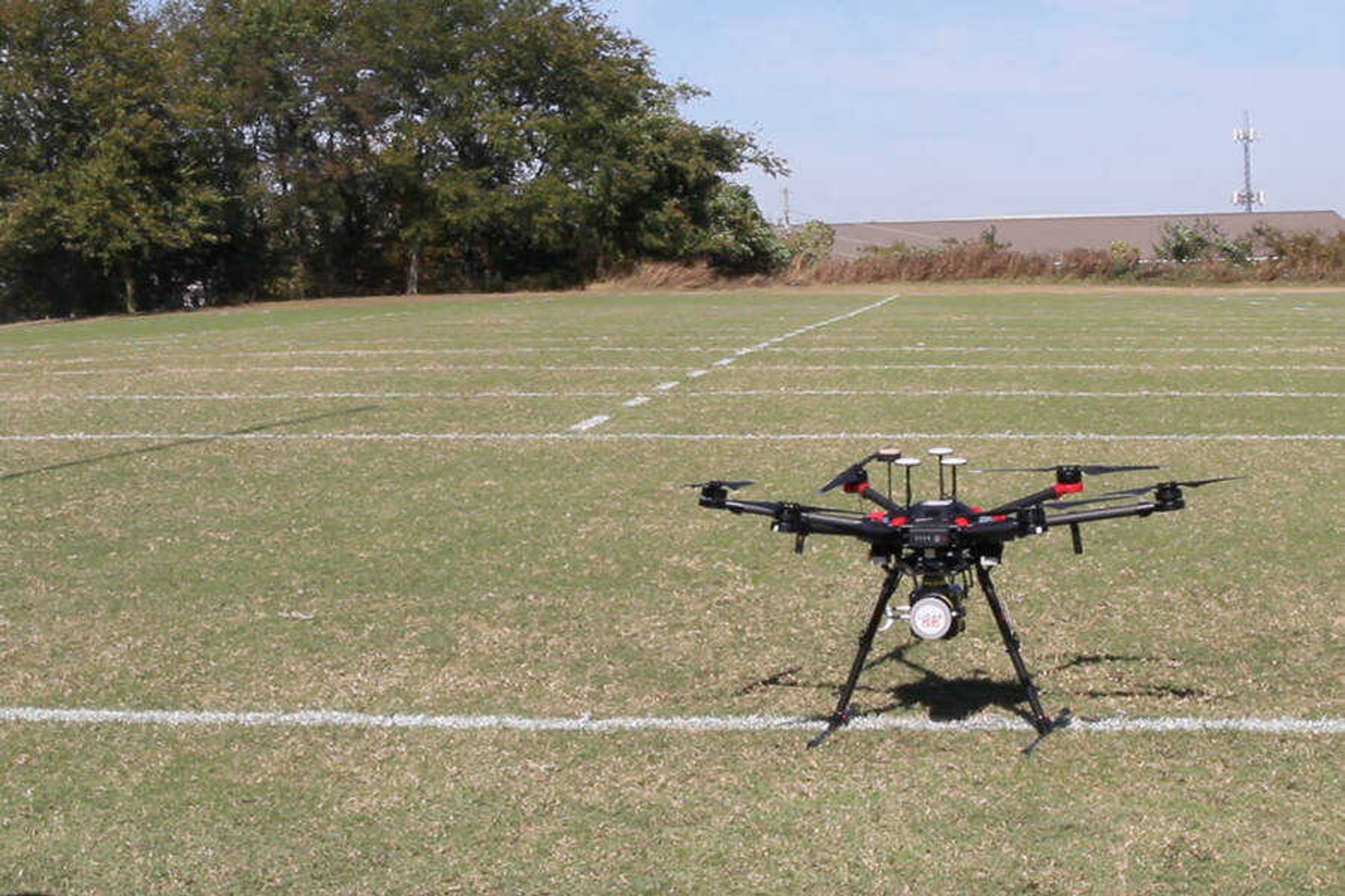 As part of the program’s classwork, students learn to fly unmanned aircrafts in areas on campus such as the practice football field.