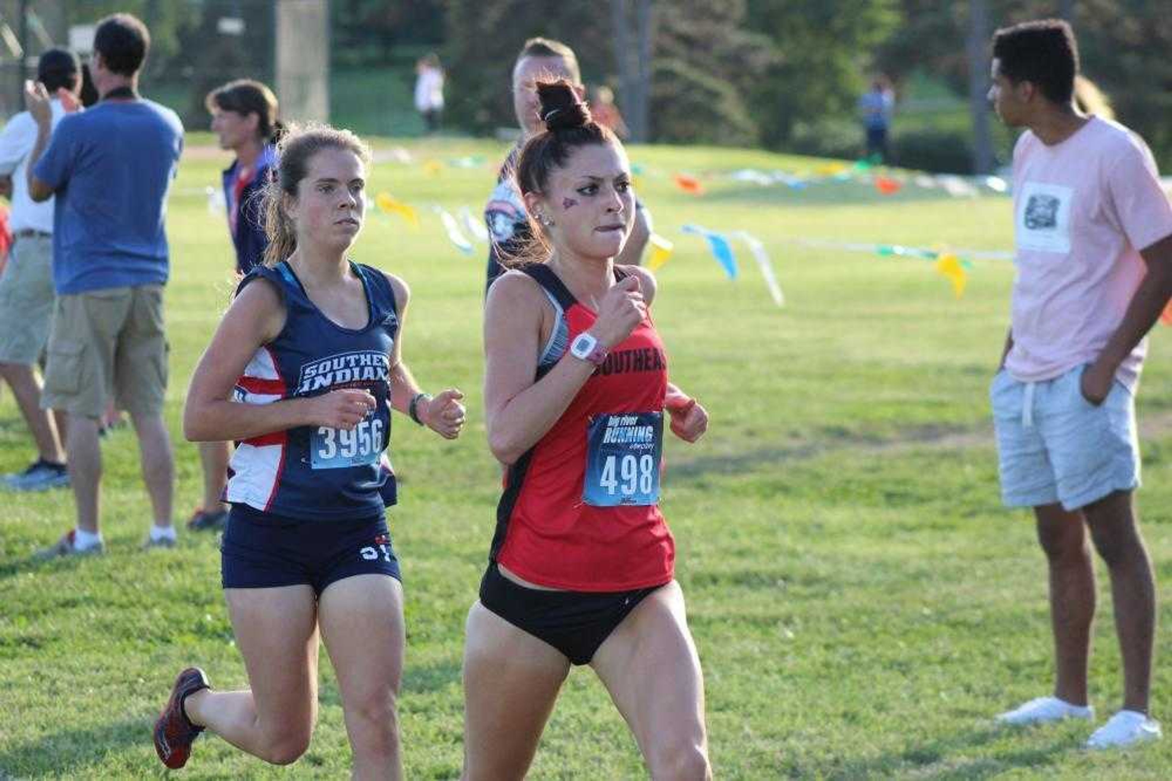 Senior Sydney O'Brien competes in a cross country meet from two seasons ago.