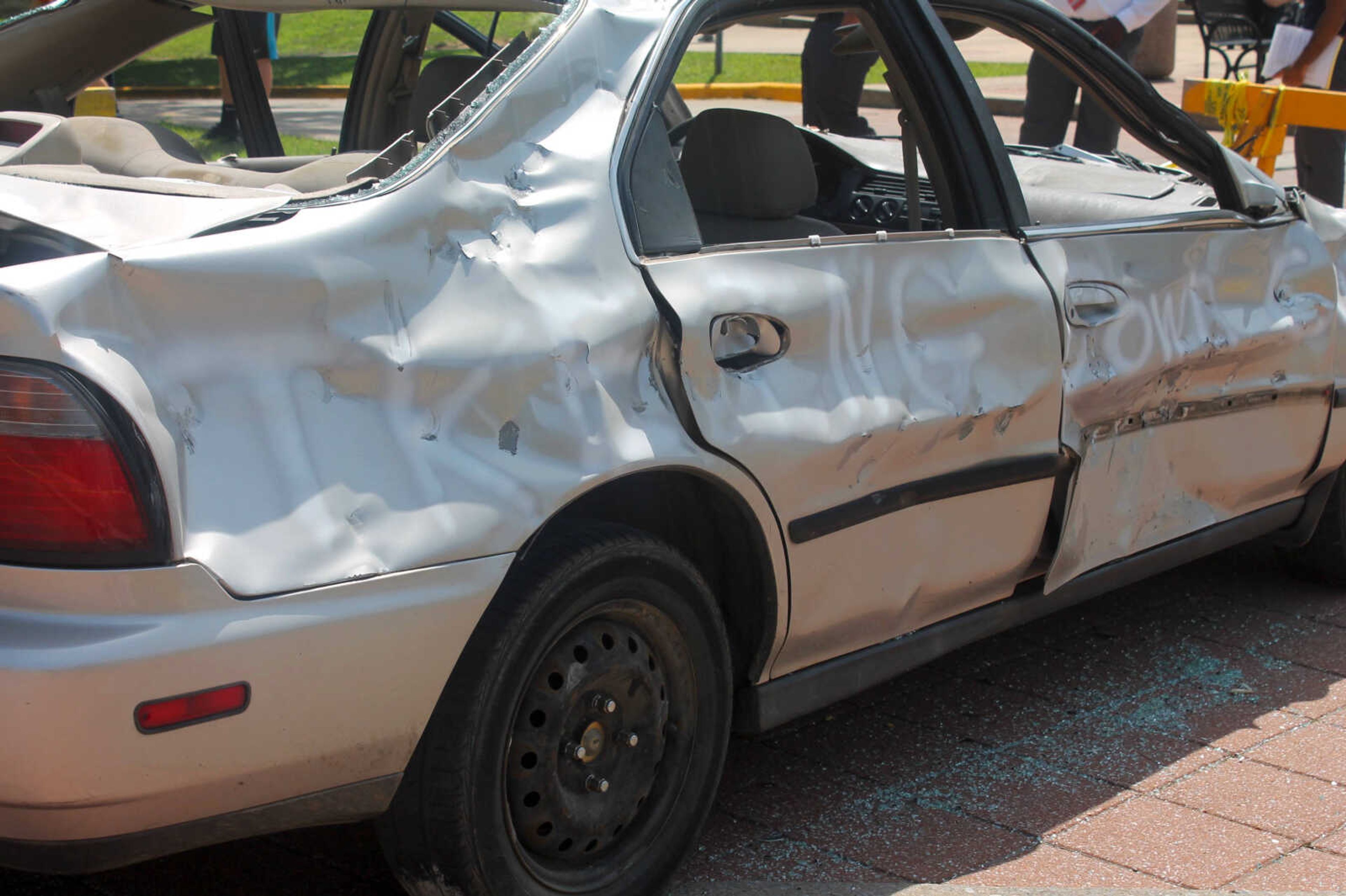 The car used was donated by Junior Sinn Auto Parts and was spray-painted with the words "TKE out cancer." 