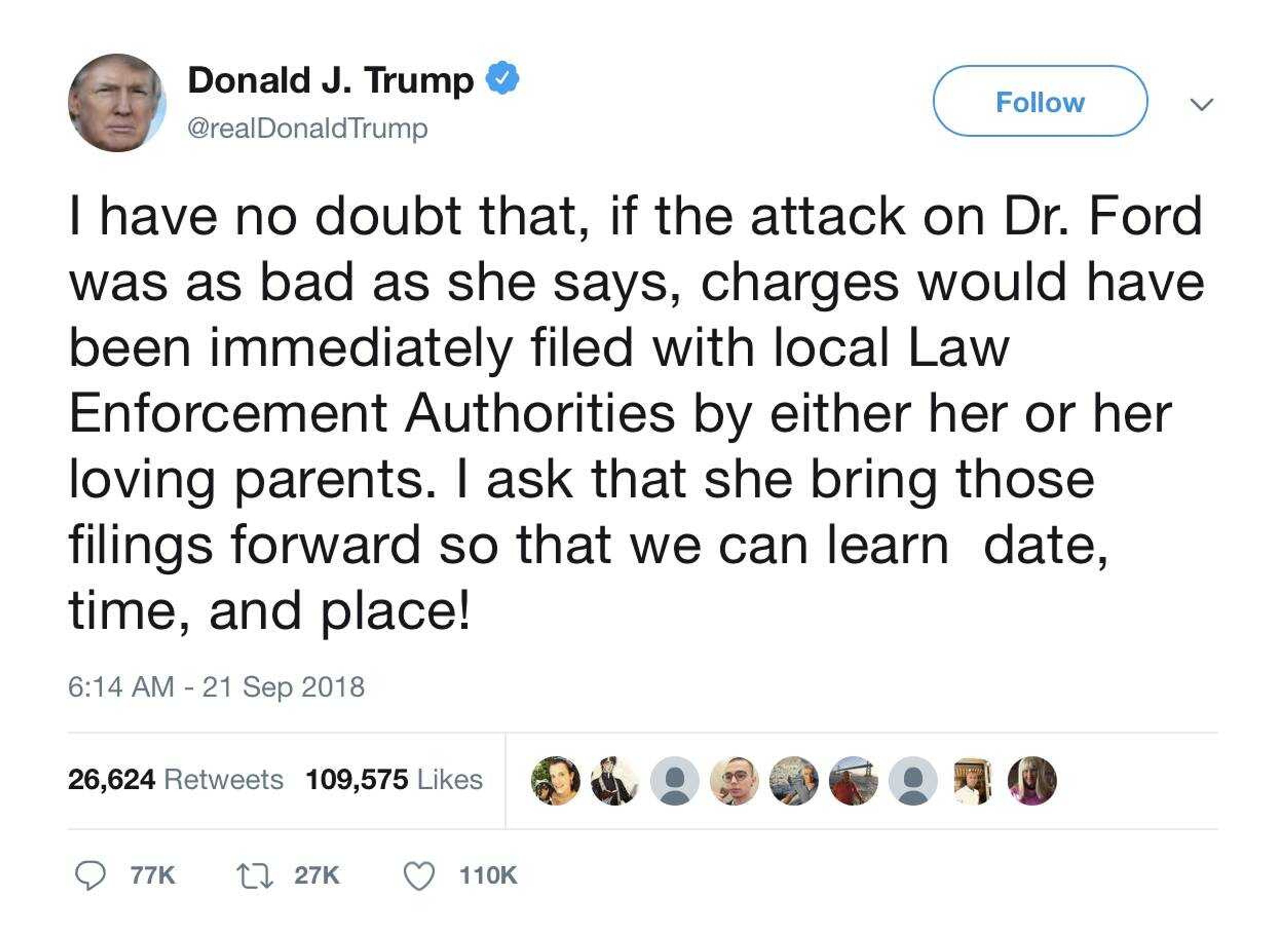 Screenshot of tweet by President Trump. 