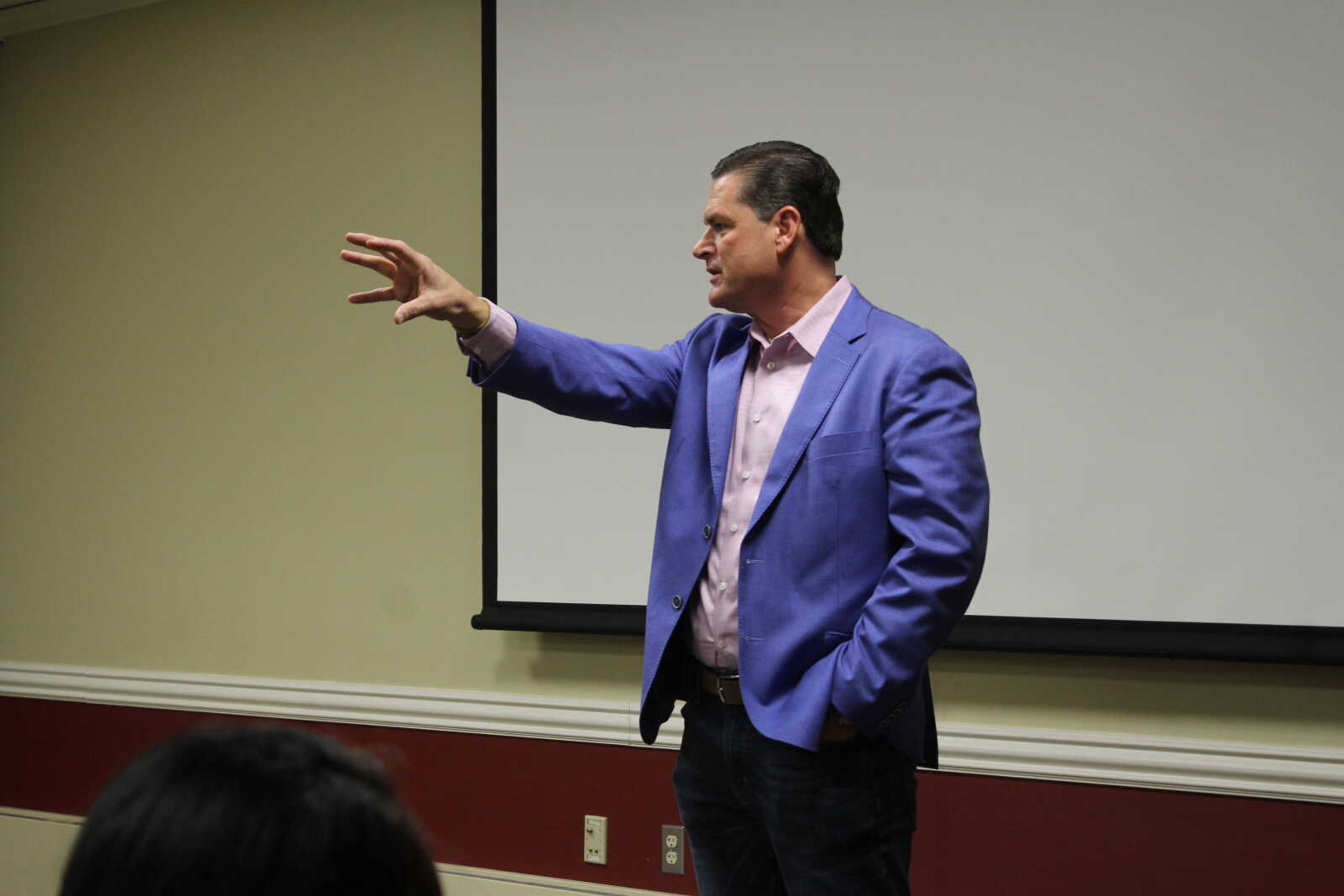 Chick-Fil-A Manager Brian House discusses how how the power of politeness has helped shape the company and his life to southeast students on Oct. 24.