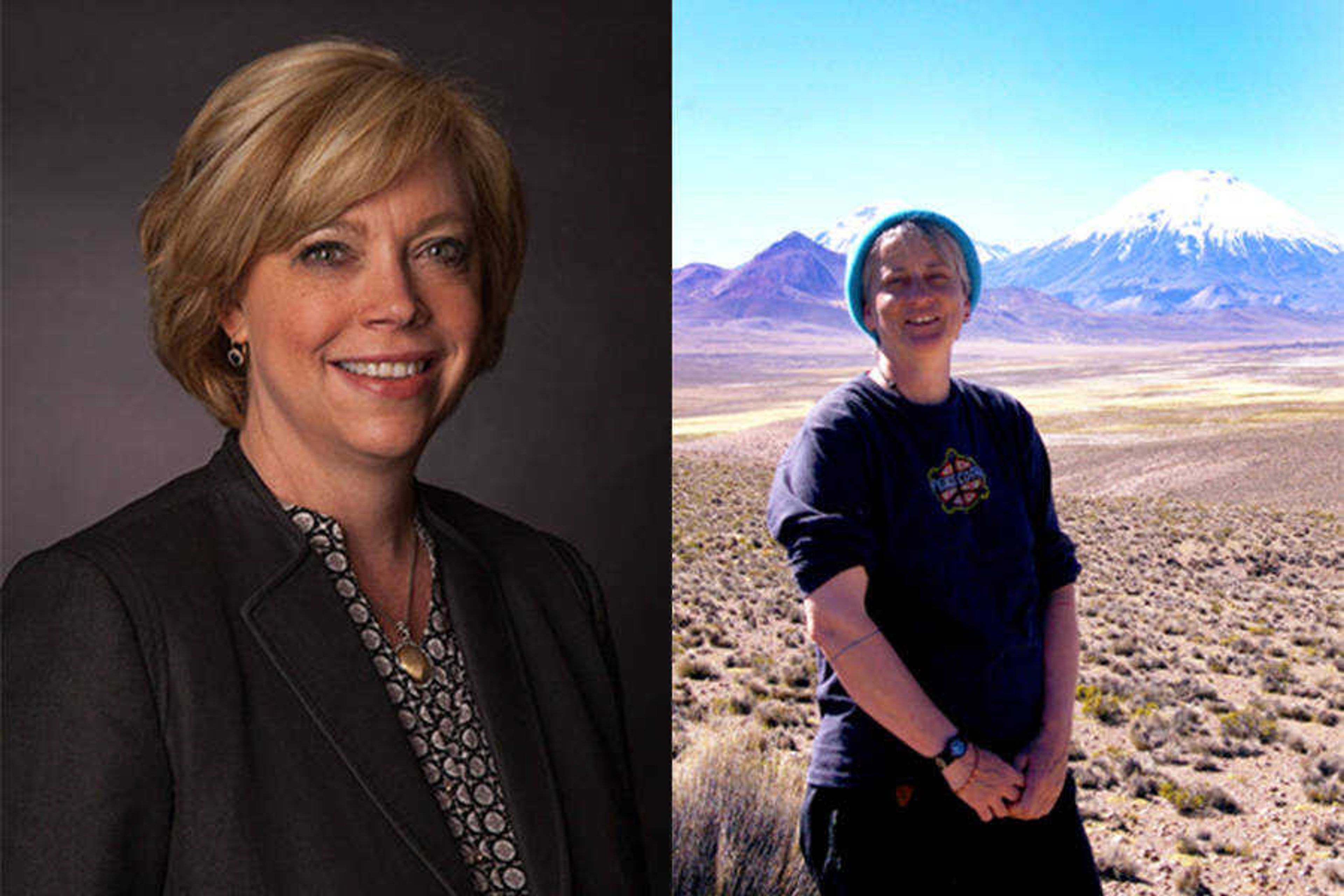 Deborah Below - Vice President for Enrollment Management and Student Success (left). Diane Wood - Professor of Biology, Faculty Senate chairperson. (right).
