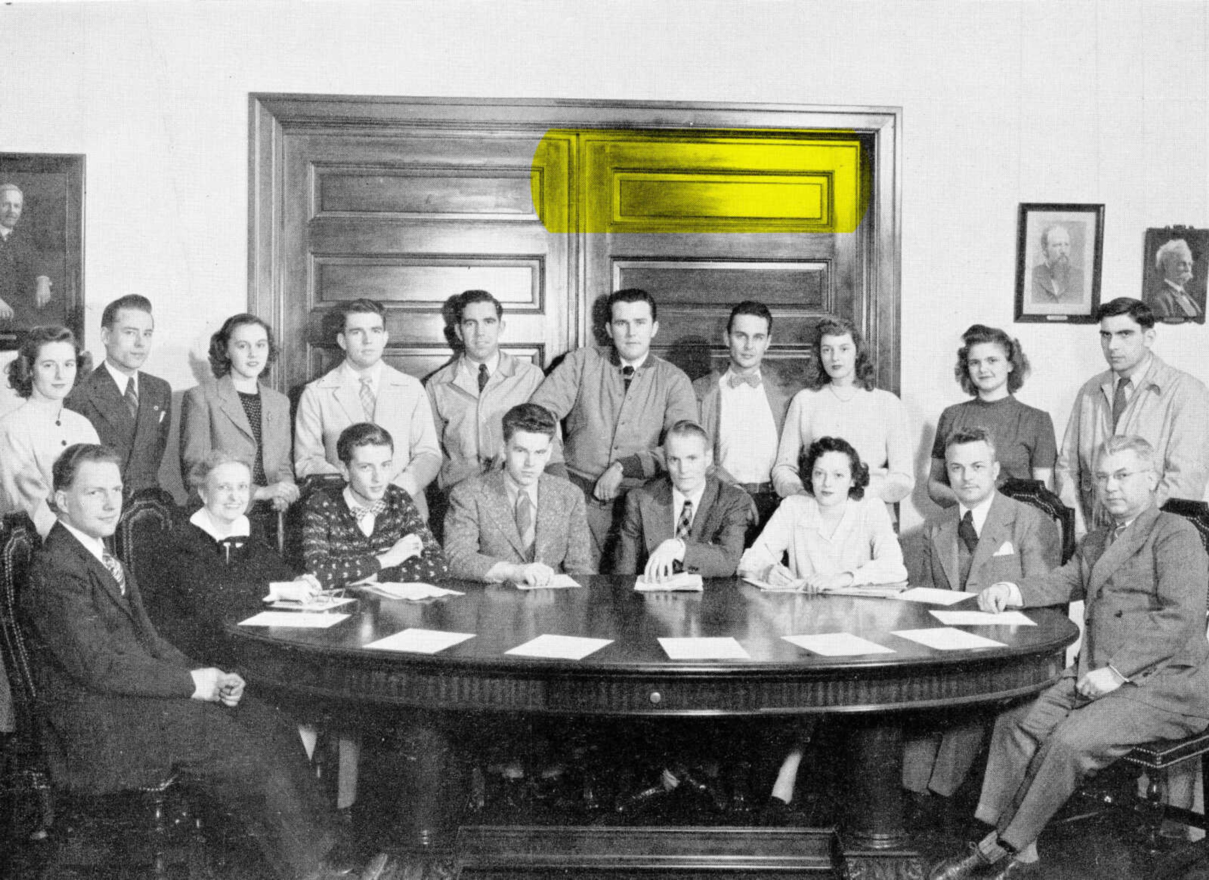 A photo of the very first student government on campus. Founded in 1946, they held the name Student Council far before they where the SGA of today.