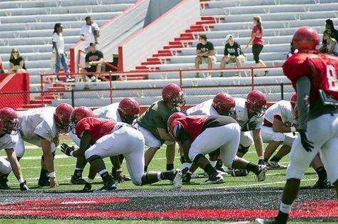 Southeast players get in formation at the line of scrimmage on Saturday Aug 18 at Houck Stadium. Photo by Nathan Hamilton