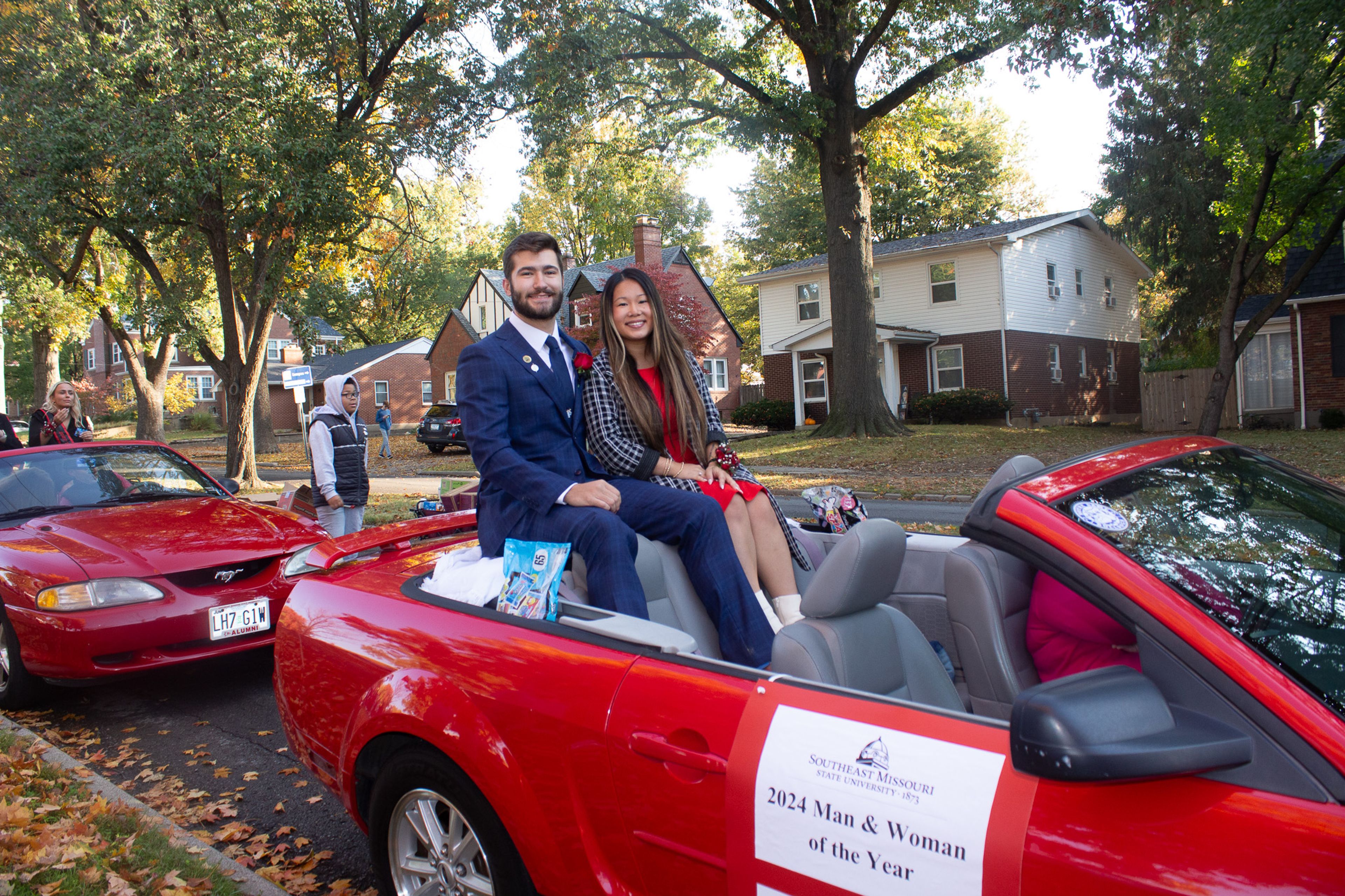 Abbey Rudisaile and Levi Tuschoff lined up to start the Homecoming 2024 Parade.