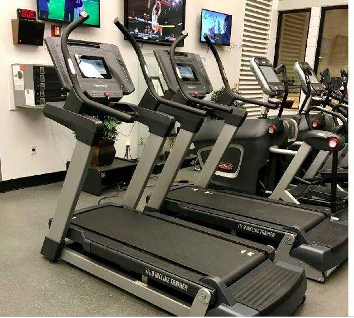 Picture of the freemotion treadmills located on the first and second floor of the Recreation Center.
