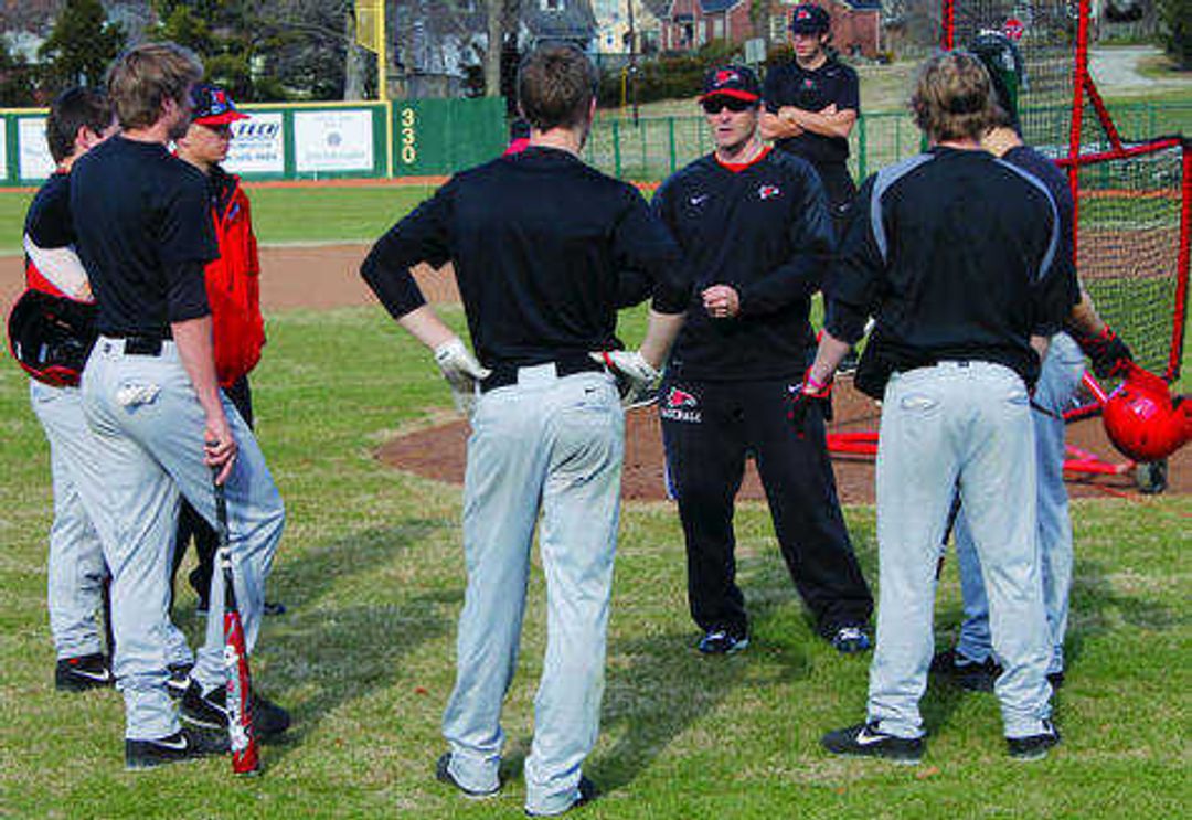 Bieser talks to his players during practice on Feb. 6. Photo by Drew Yount