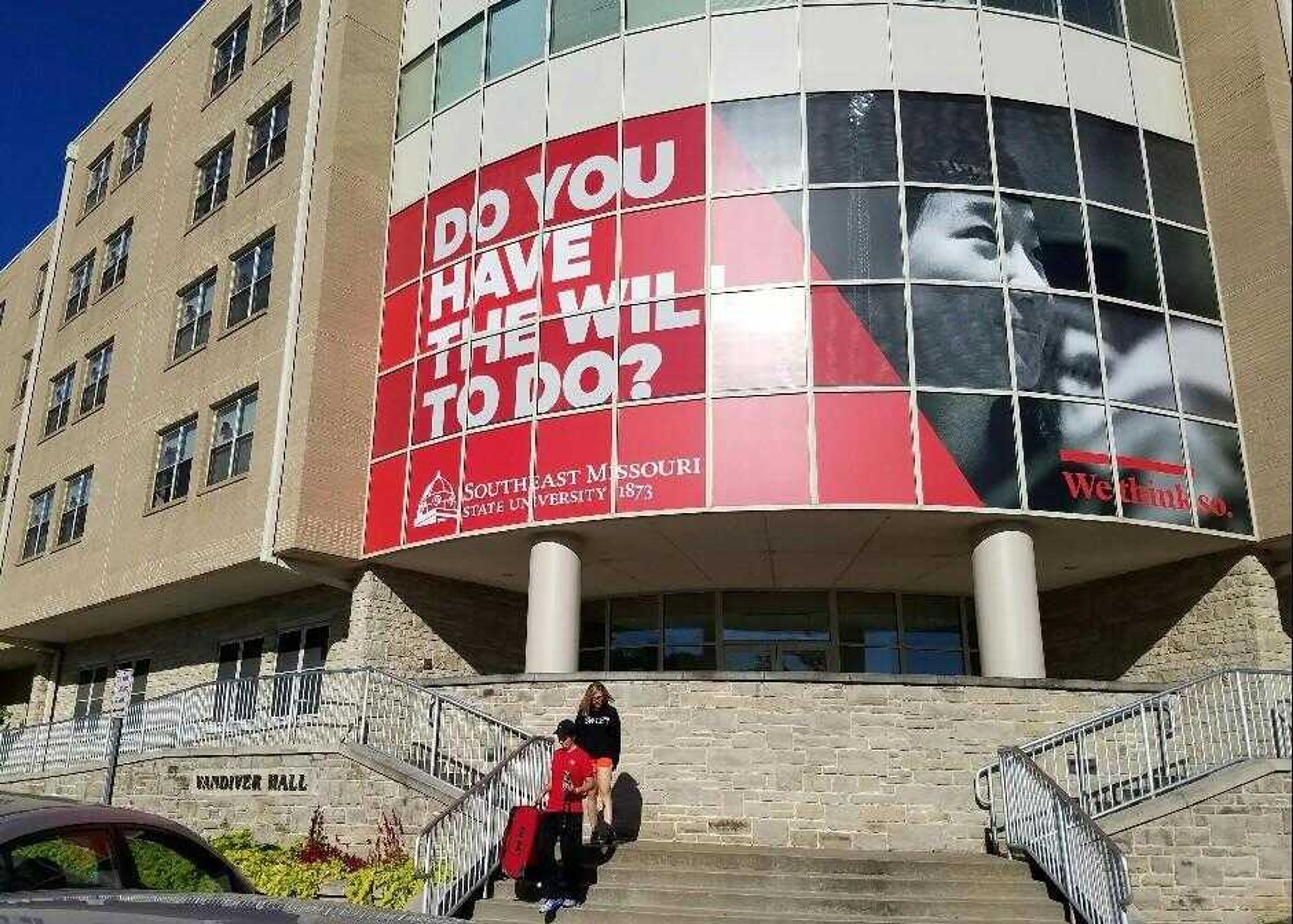 Southeast's "Will to Do" marketing campaign can be seen in many places around campus, like Merrick Hall.
