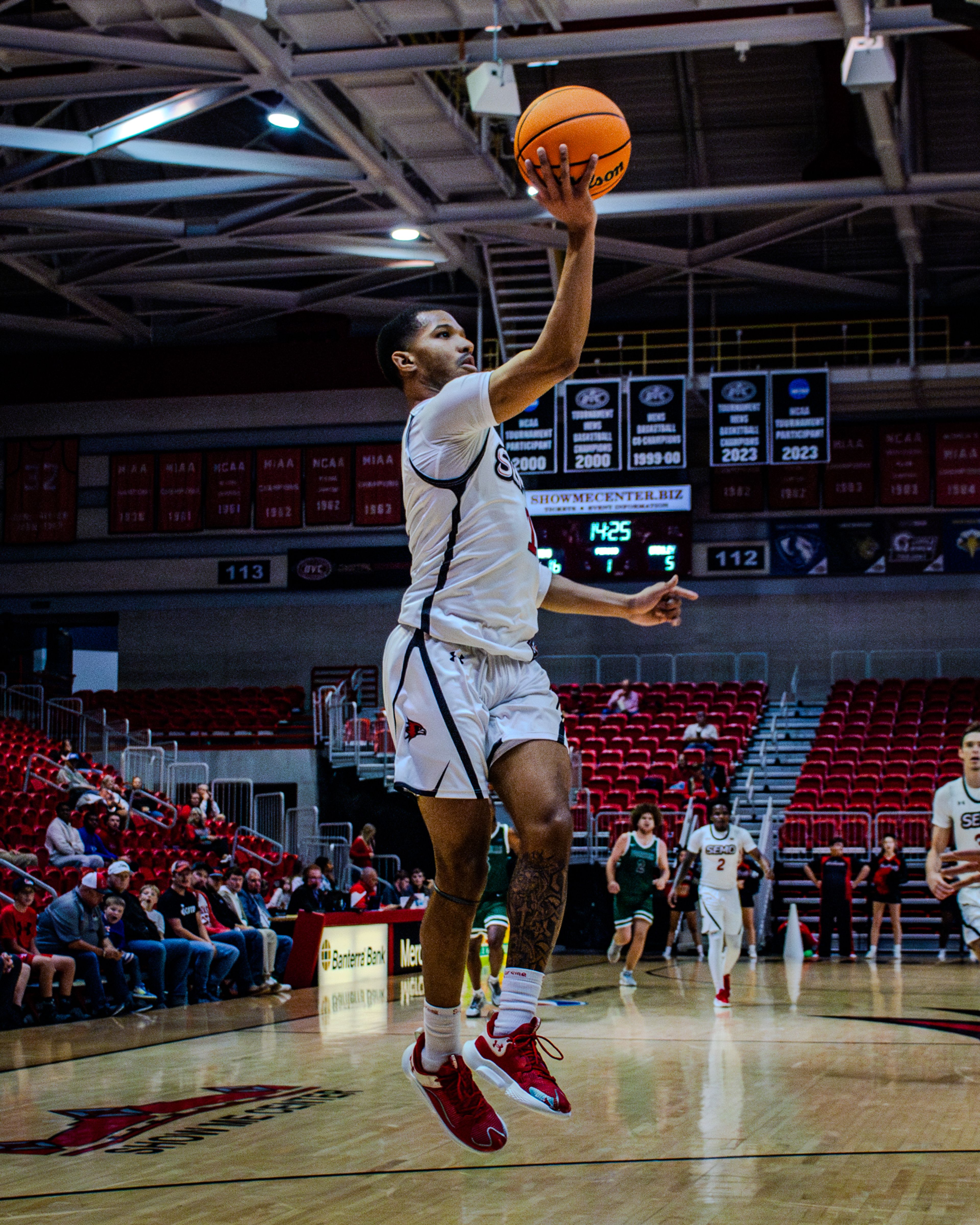 Junior guard Rob Martin takes a shot against Crowley Ridge College. 