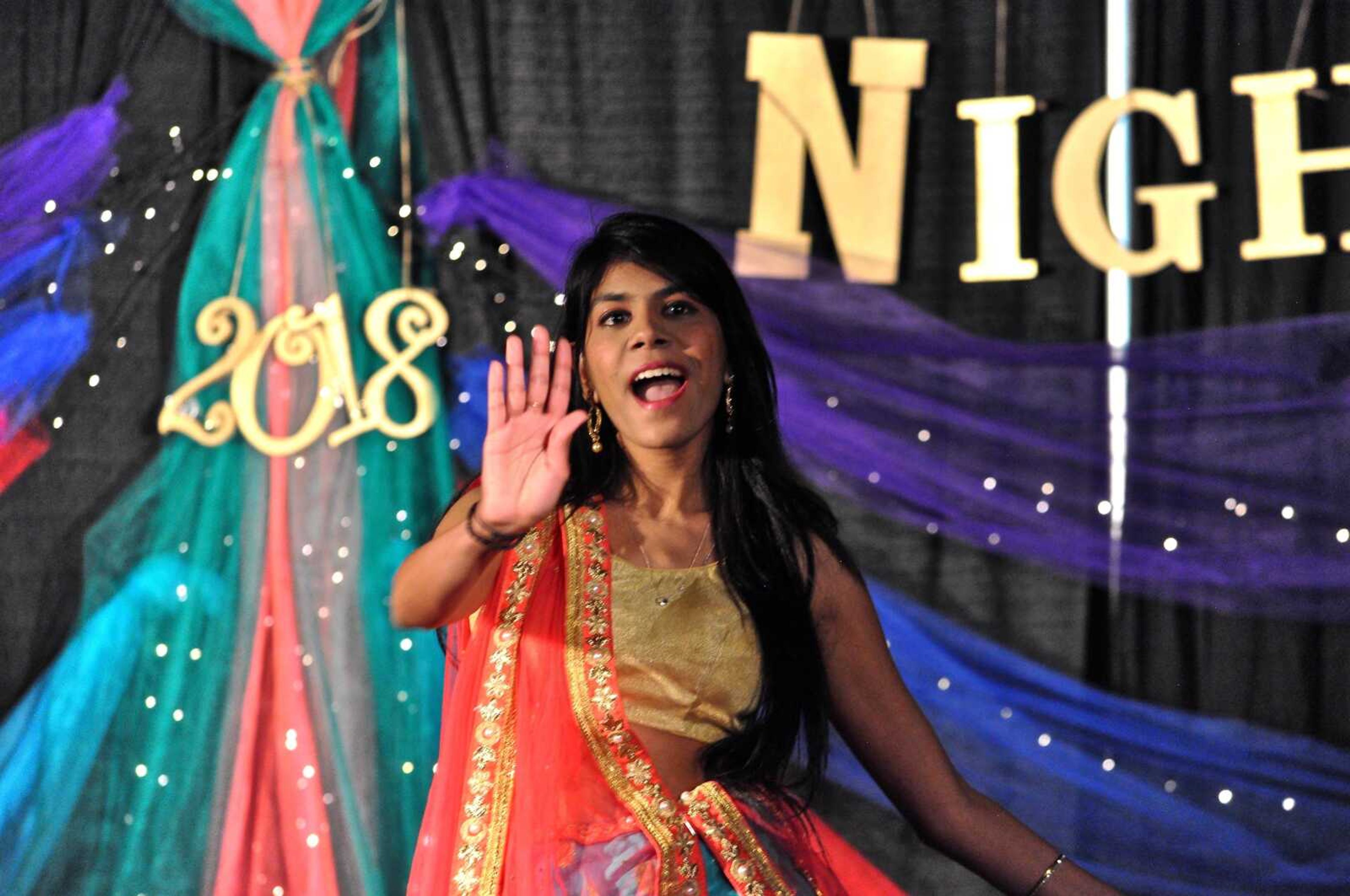Southeast student Kanchan Tomar performing at ISSA Indian Night at the Student Recreation Center March 23.