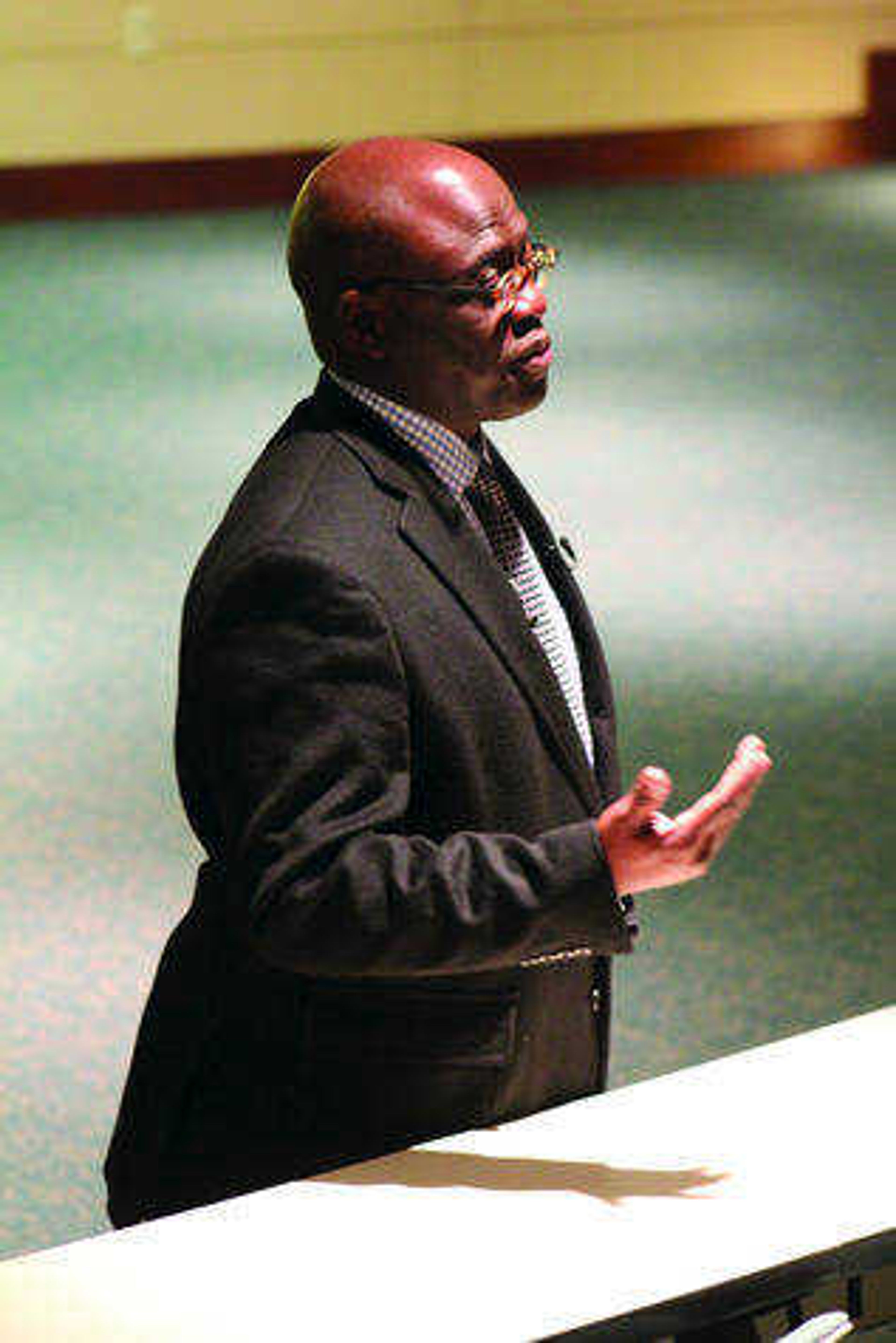Dr. Benjamin Ola. Akande is one of four presidential candidates that visited Southeast in February. Photo by Logan Young