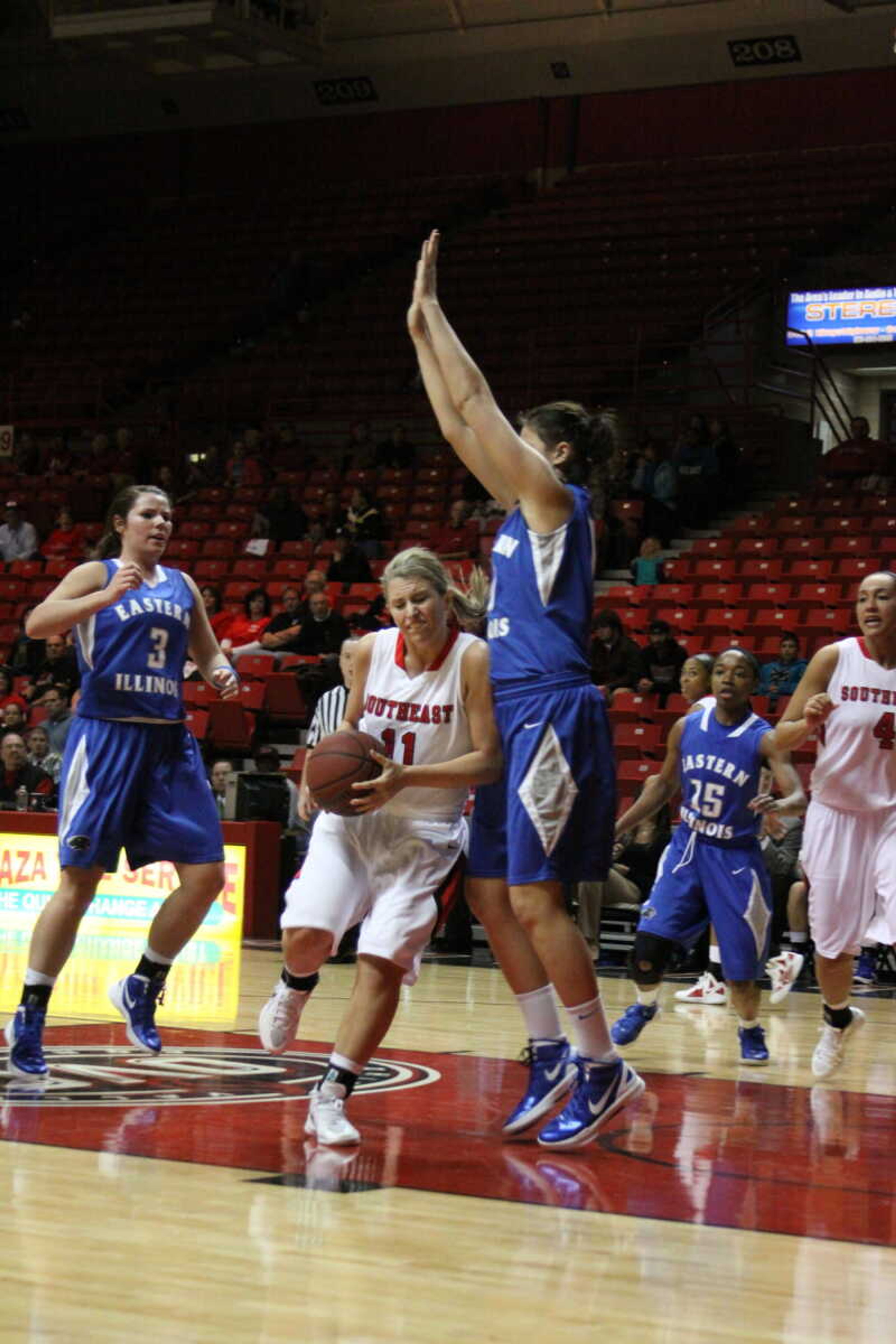 Allyson Bradshaw played 22 minutes and scored five points during
 Southeast's 73-46 loss on Saturday to Eastern Illinois. - Photo by Kelso Hope