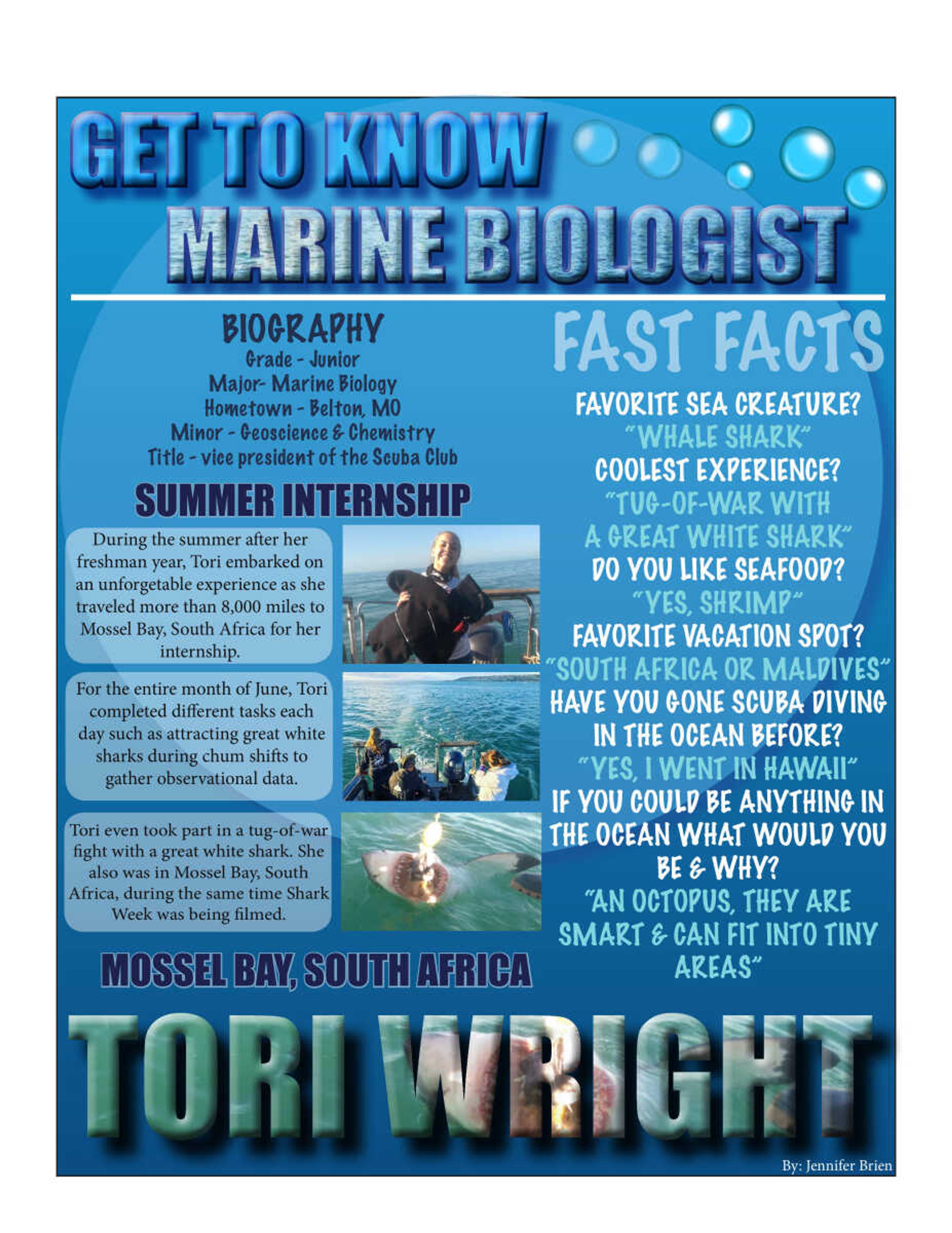 Breaking the waters, Marine Biologist Tori Wright goes with the current