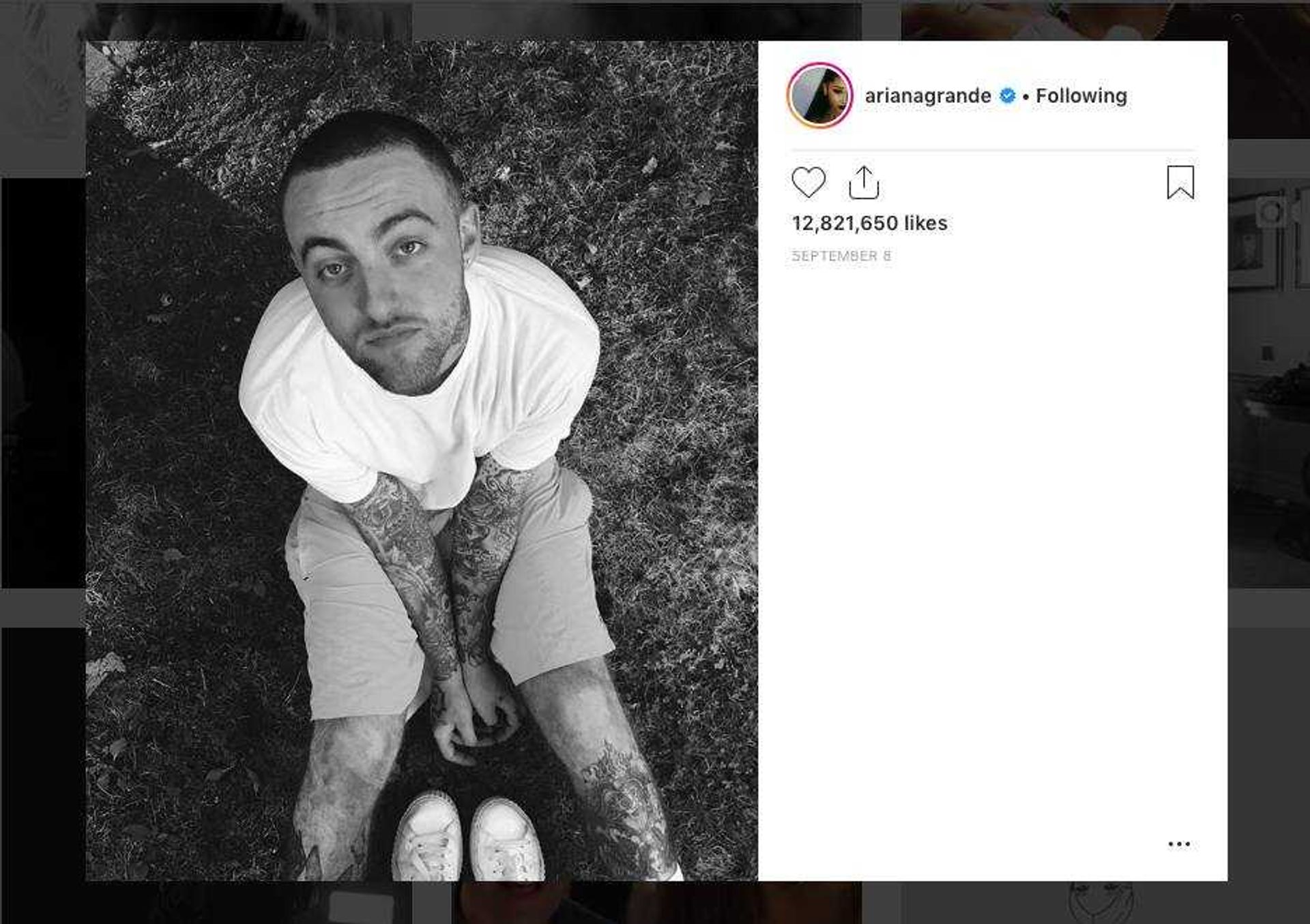 The post that broke Ariana Grande's silence after her late ex-boyfriend Mac Miller died of an accidental overdose in September.