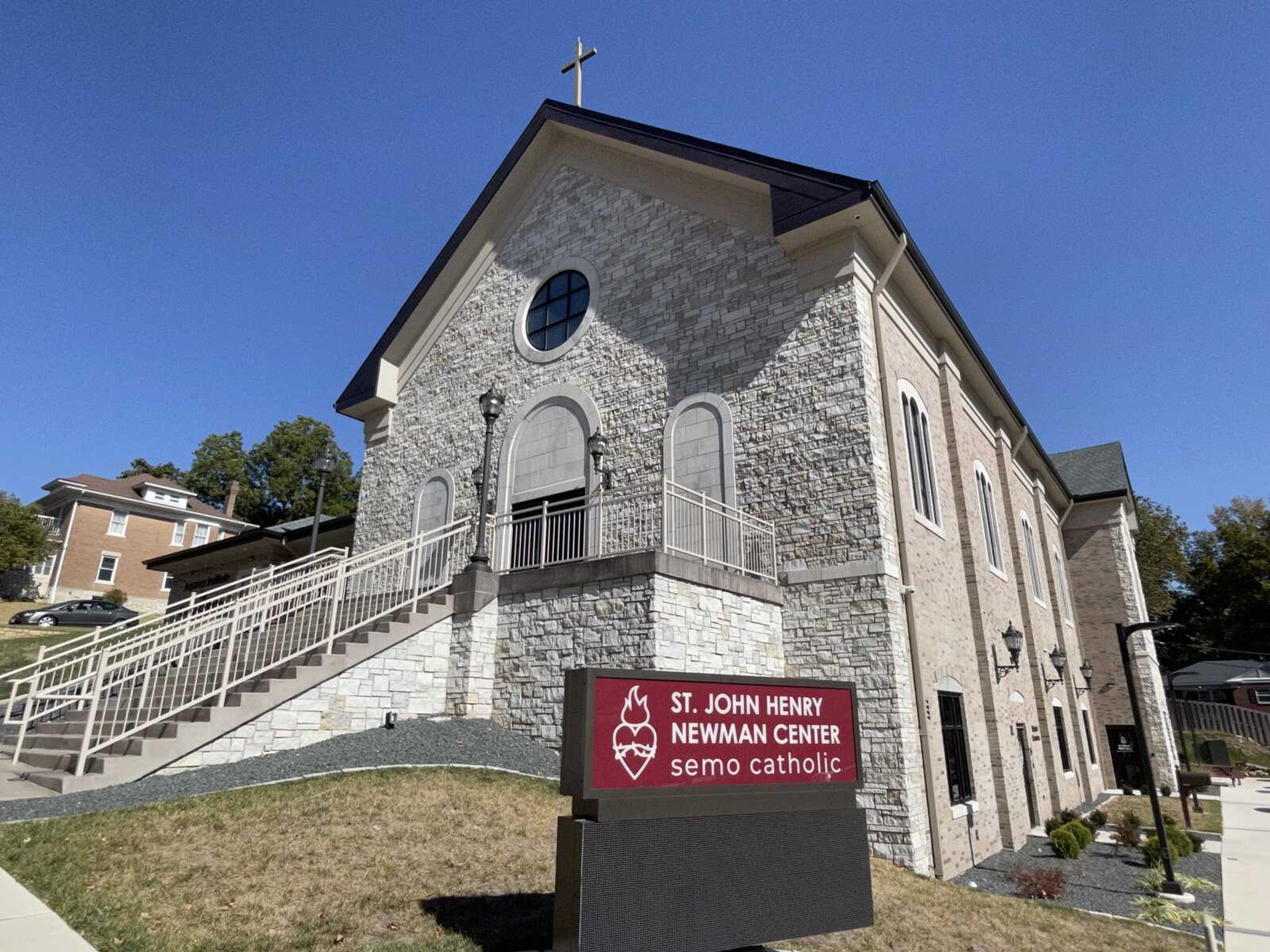 St. John Henry Newman Center Catholic Church was built on SEMO's campus in 2020. The Newman Center holds Catholic mass at noon on Tuesday, Wednesday and Thursday, and at 5:15 PM on Monday and Thursday. Students can attend bible study with other students to discuss their faith.