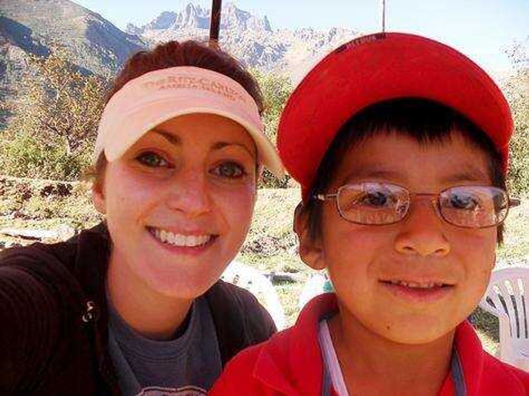Southeast student Lauren Law with Peruvian boy whom she helped get glasses in an eye clinic in the Sacred Valley of the Incas in Urubamba, Peru. Submitted photo