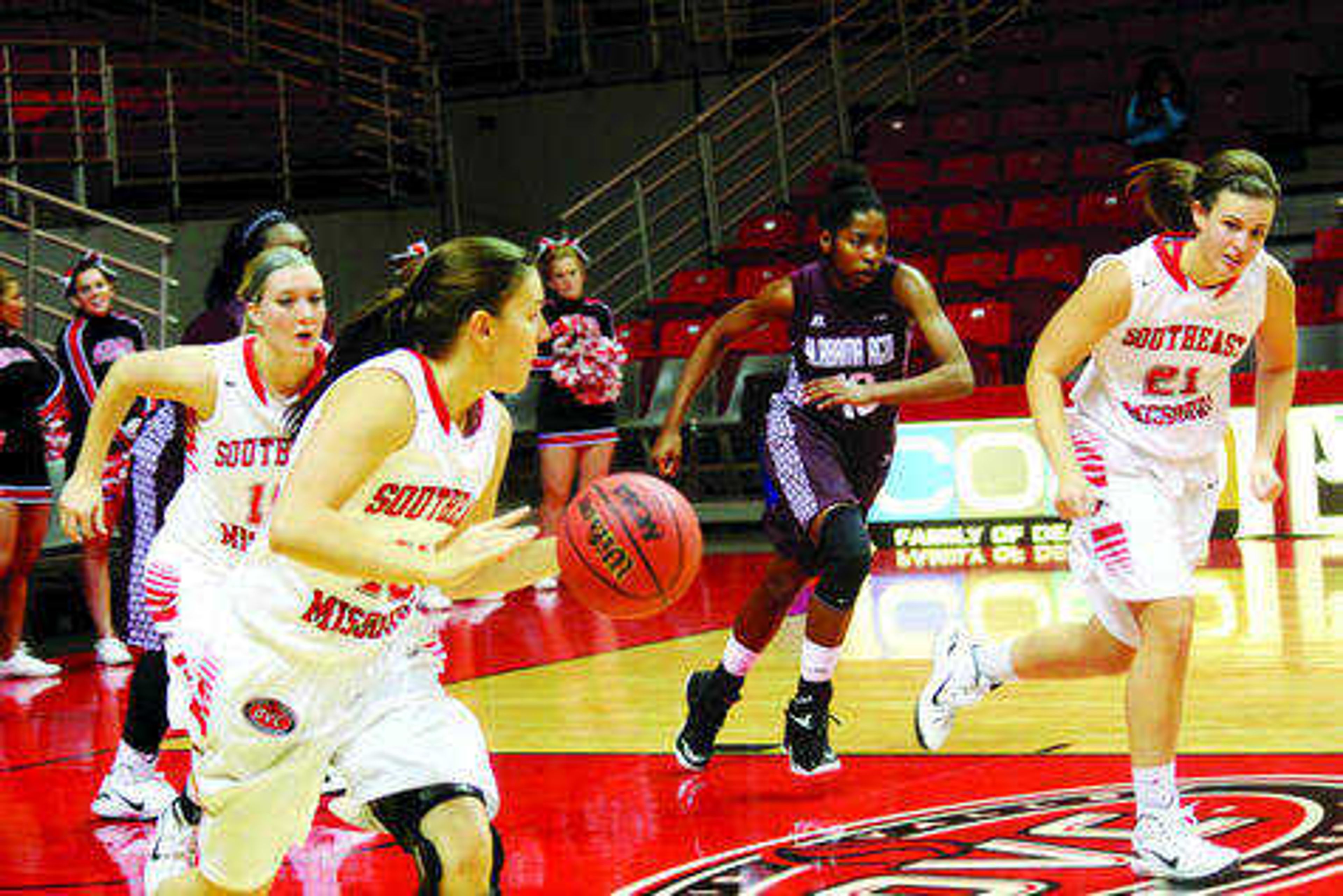 The Southeast Missouri State women's basketball team defeated Alabama A&M 66-38 in its season opener at the Show Me Center. (Photo by Isaiah Adams)