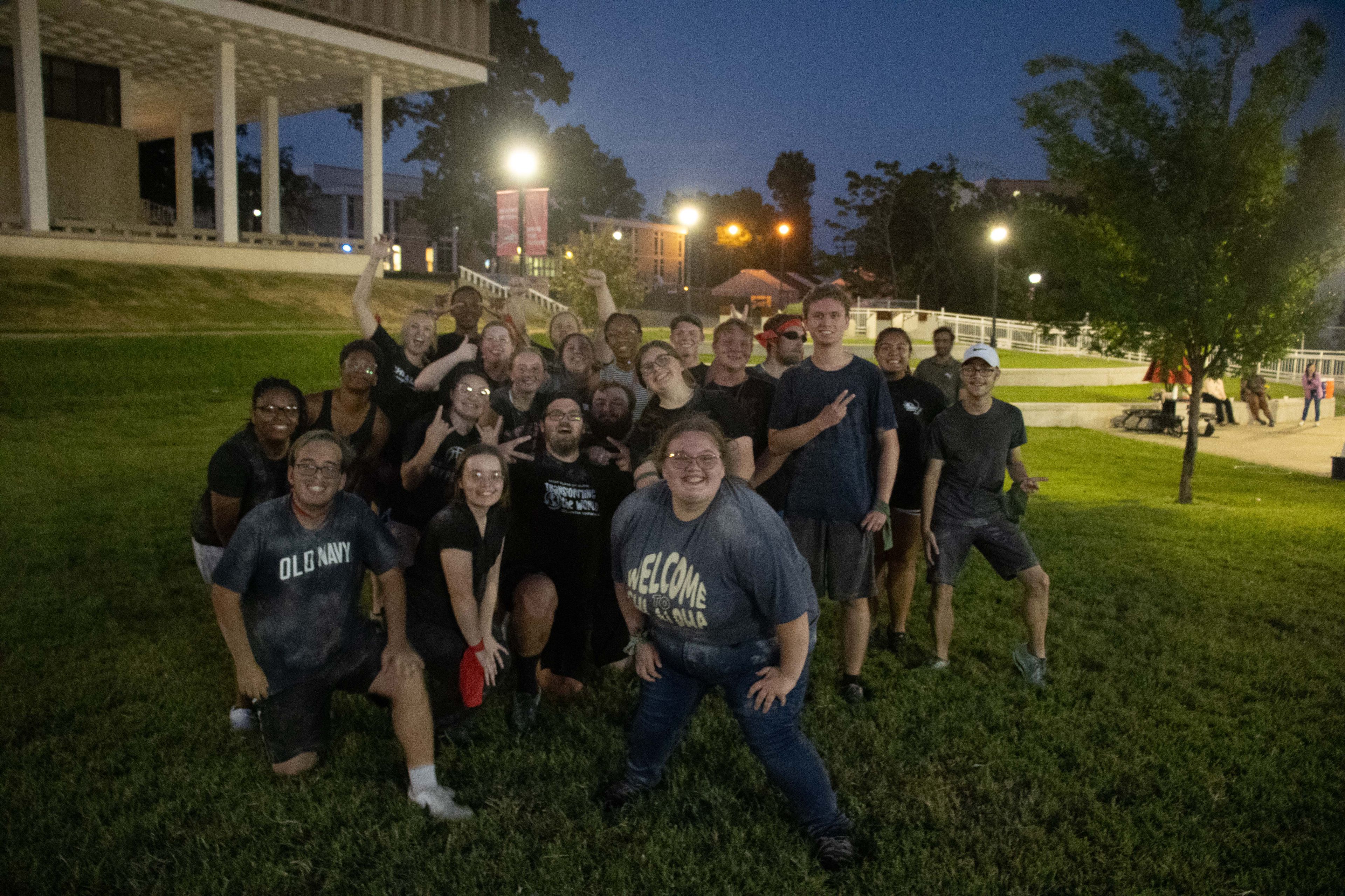 Students pose for a photo after playing dust tag.