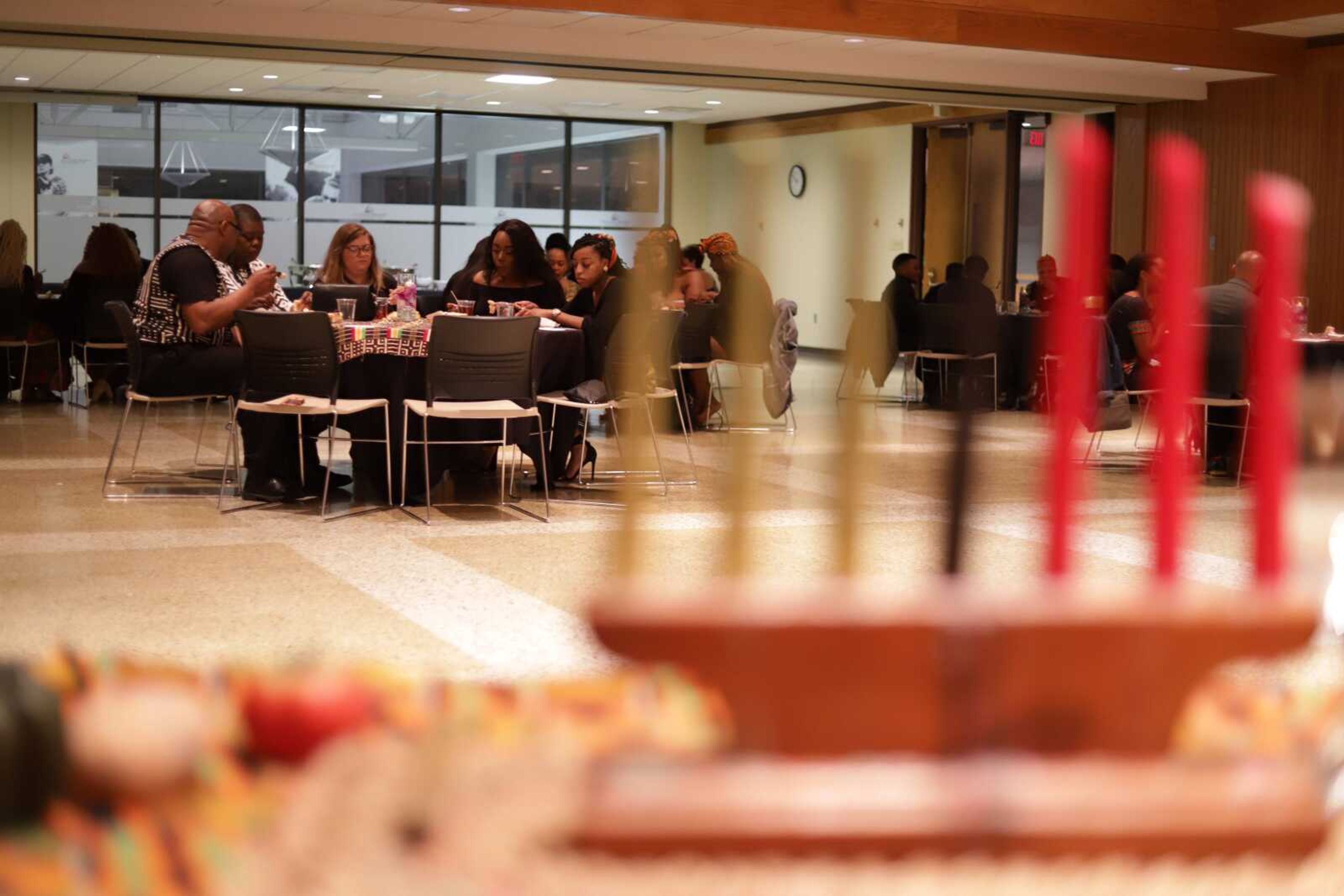 Students, faculty, and guest enjoy the ambiance, great food, and presentations during the BSU Ball held March 23.