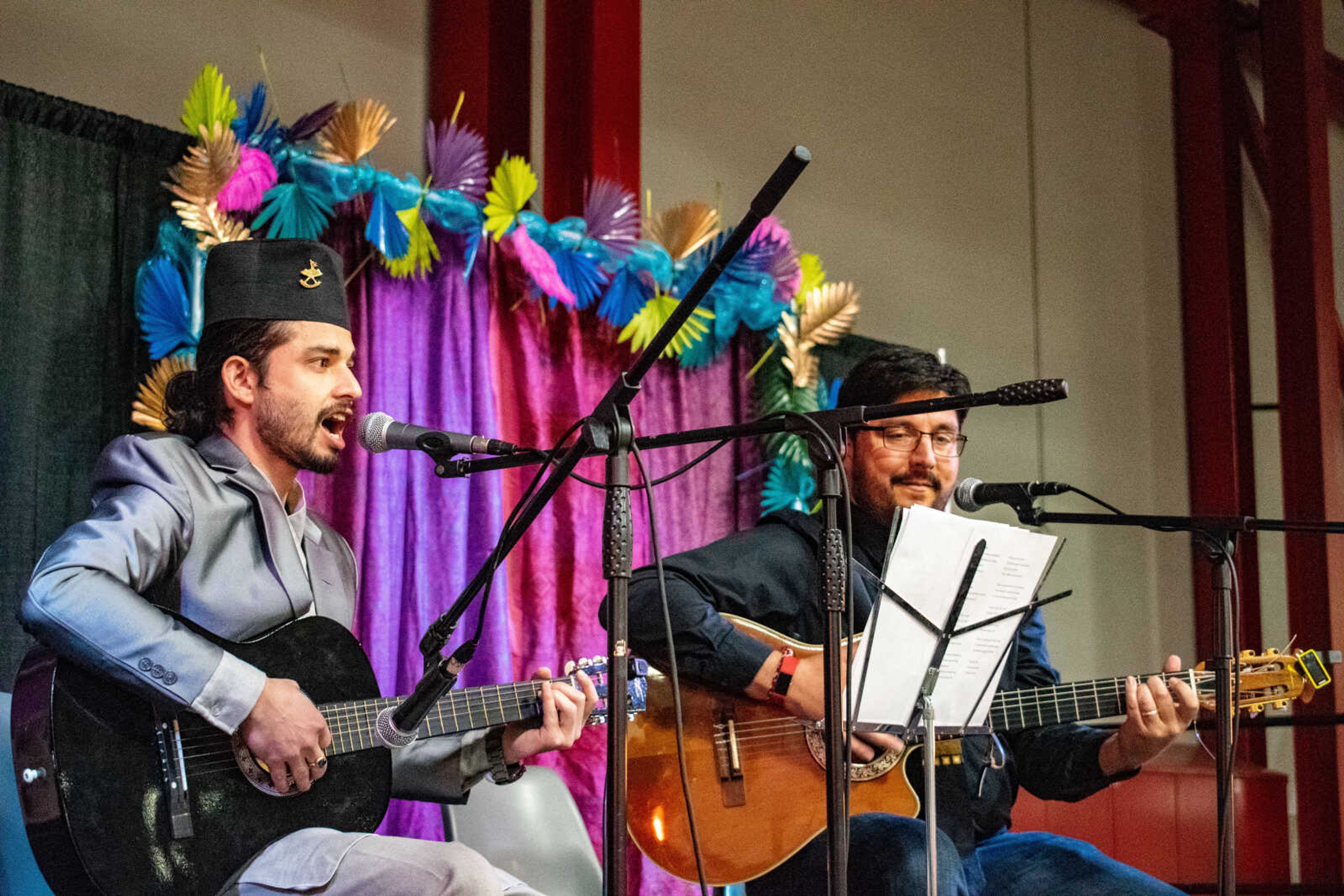 Guitar Duo Raj Prasai and Jose Andres Mińo Lara performing songs in Nepalese and Spanish in the Student Recreation Center, Saturday, Nov. 16.