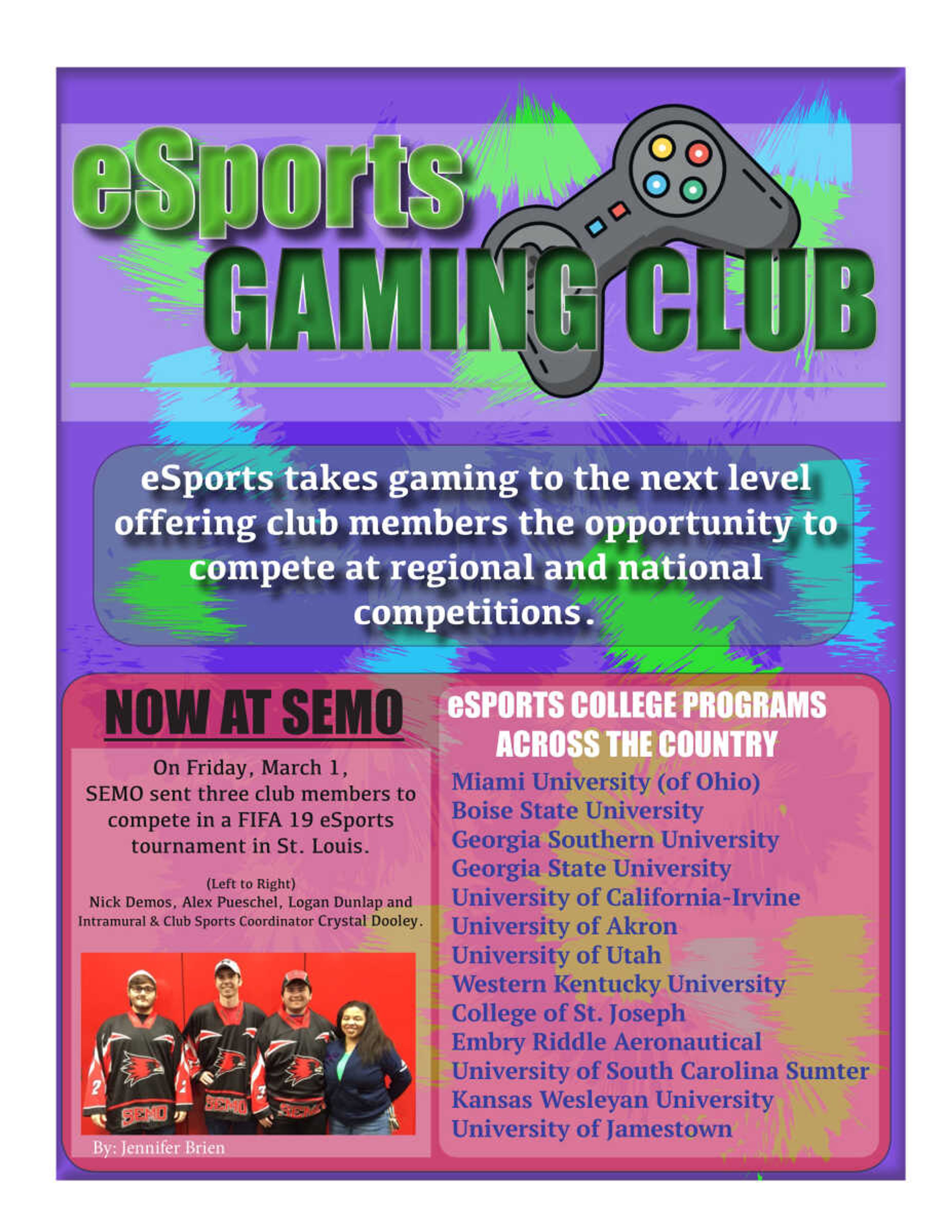 Competitive gaming team established as the newest club sport