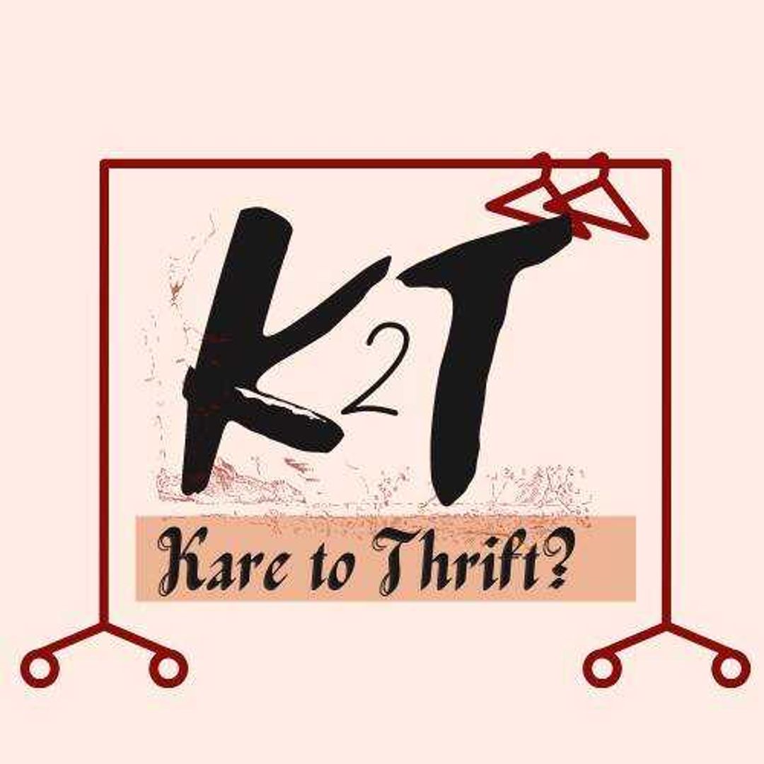 The logo for Karis Gamble’s shop Kare to Thrift features a clothing rack with two empty hangers. When thrifting, Gamble will hunt through entire racks of clothes to find products for her brand. 