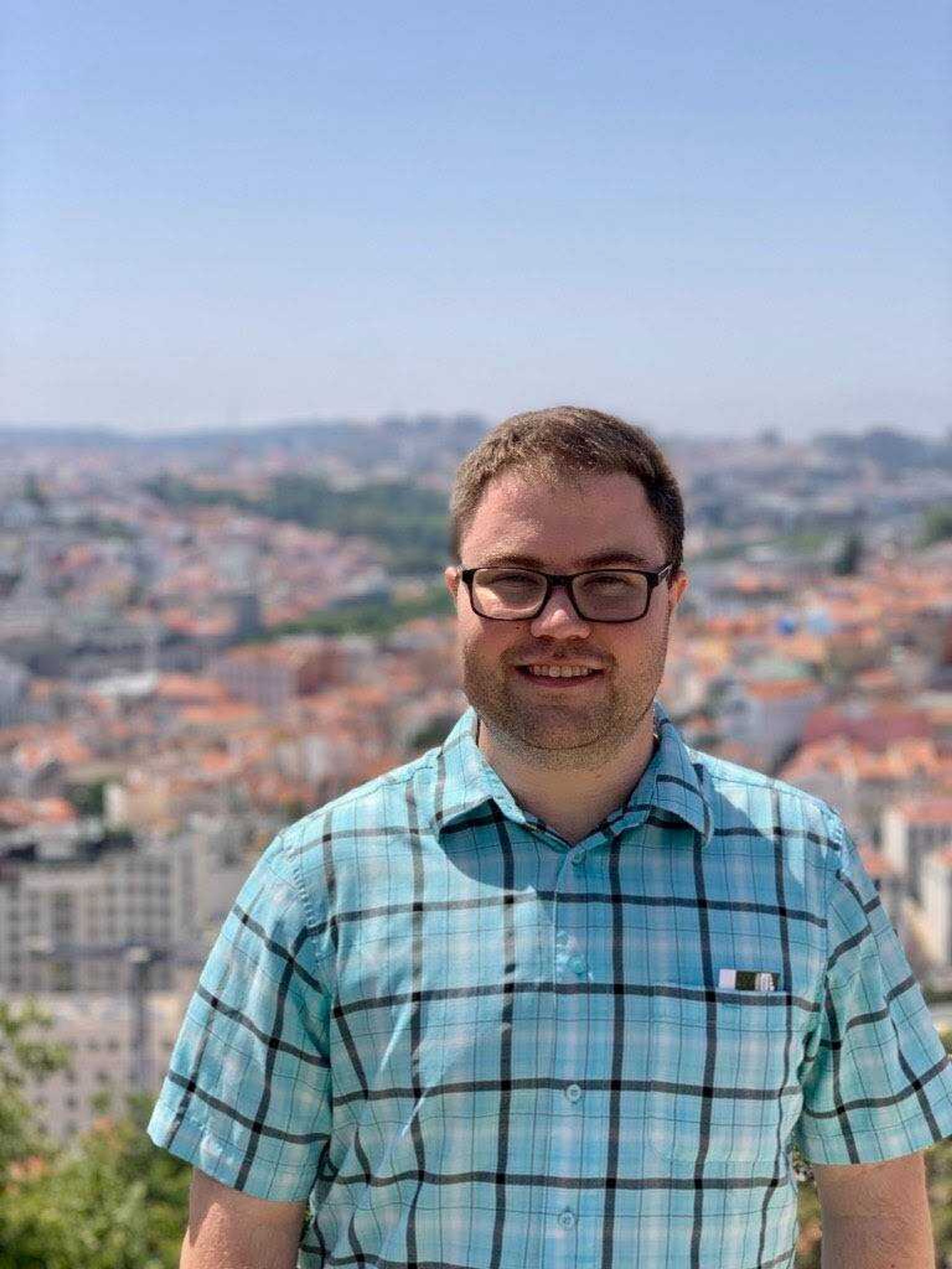 Nathan Carrington in Lisbon, Portugal, in July 2019  for the International Society of Political Psychology Conference.