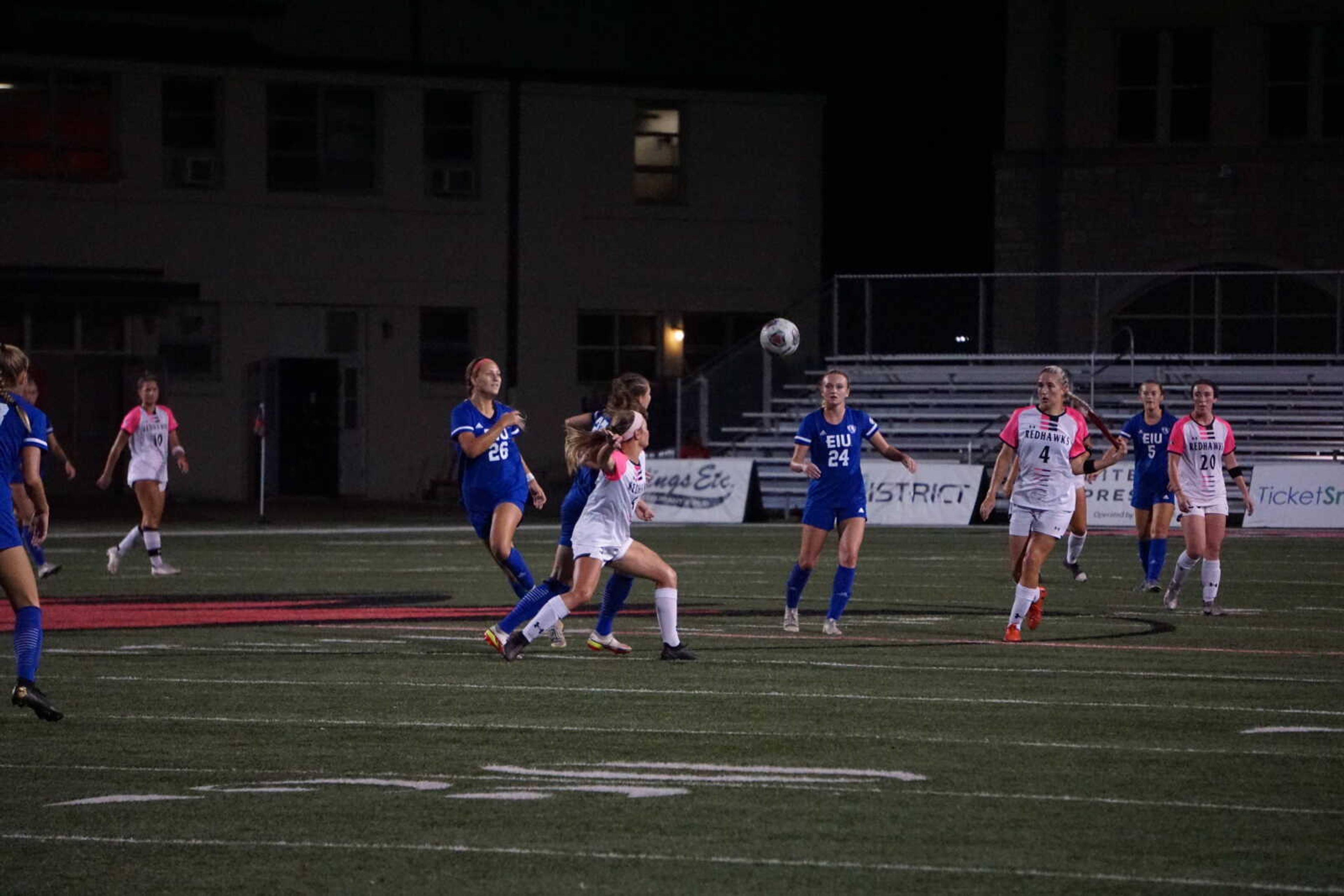 Freshman forward Katelyn Miller battles for the ball during Southeast's 1-0 win over Eastern Illinois on Oct. 14 at Houck Stadium in Cape Girardeau.