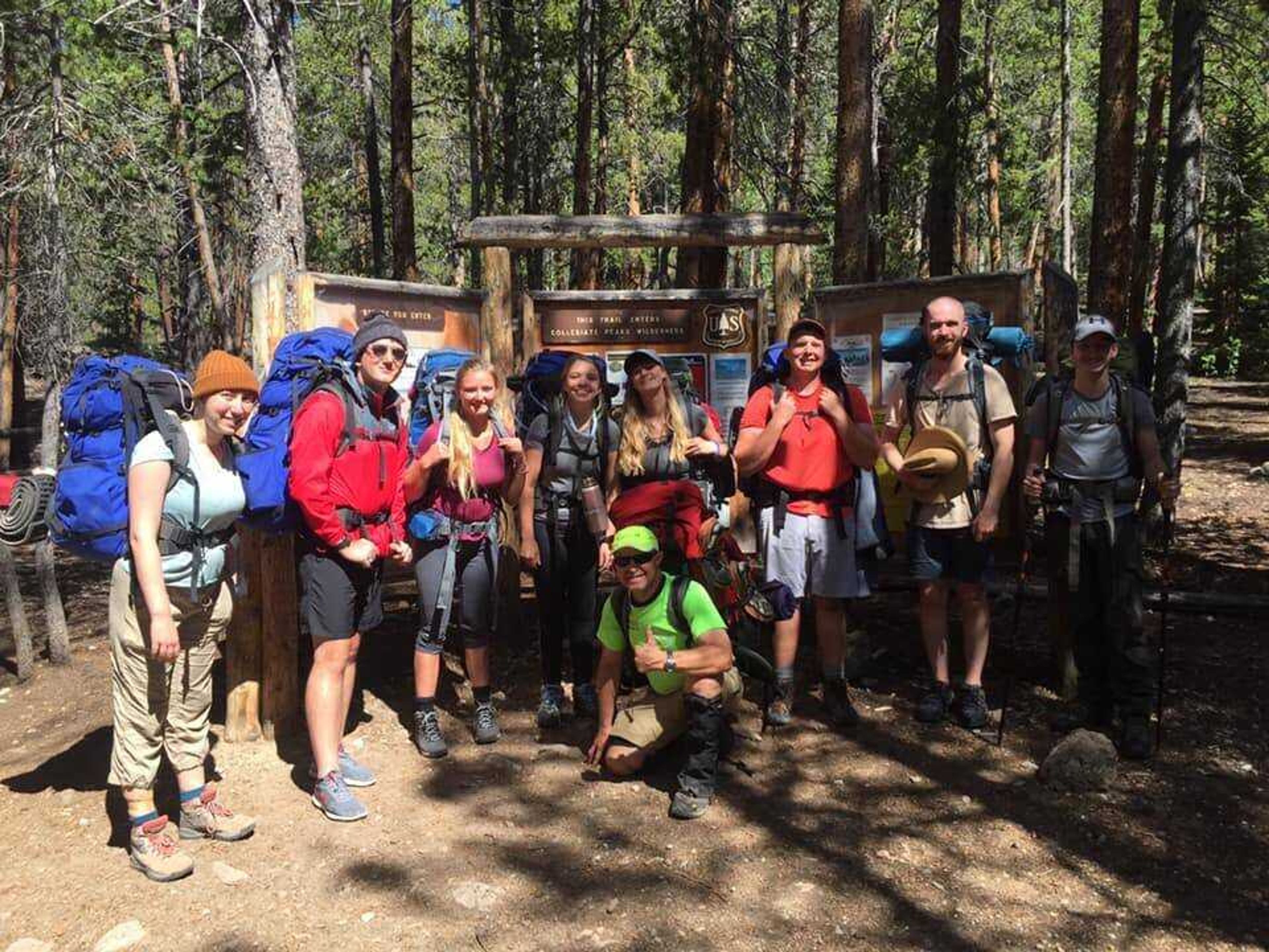Southeast students stop for a photograph on the 2019 Outdoor Adventure Trip led by Professor Thomas Holman. The trip includes several recreation-filled stops in Colorado.